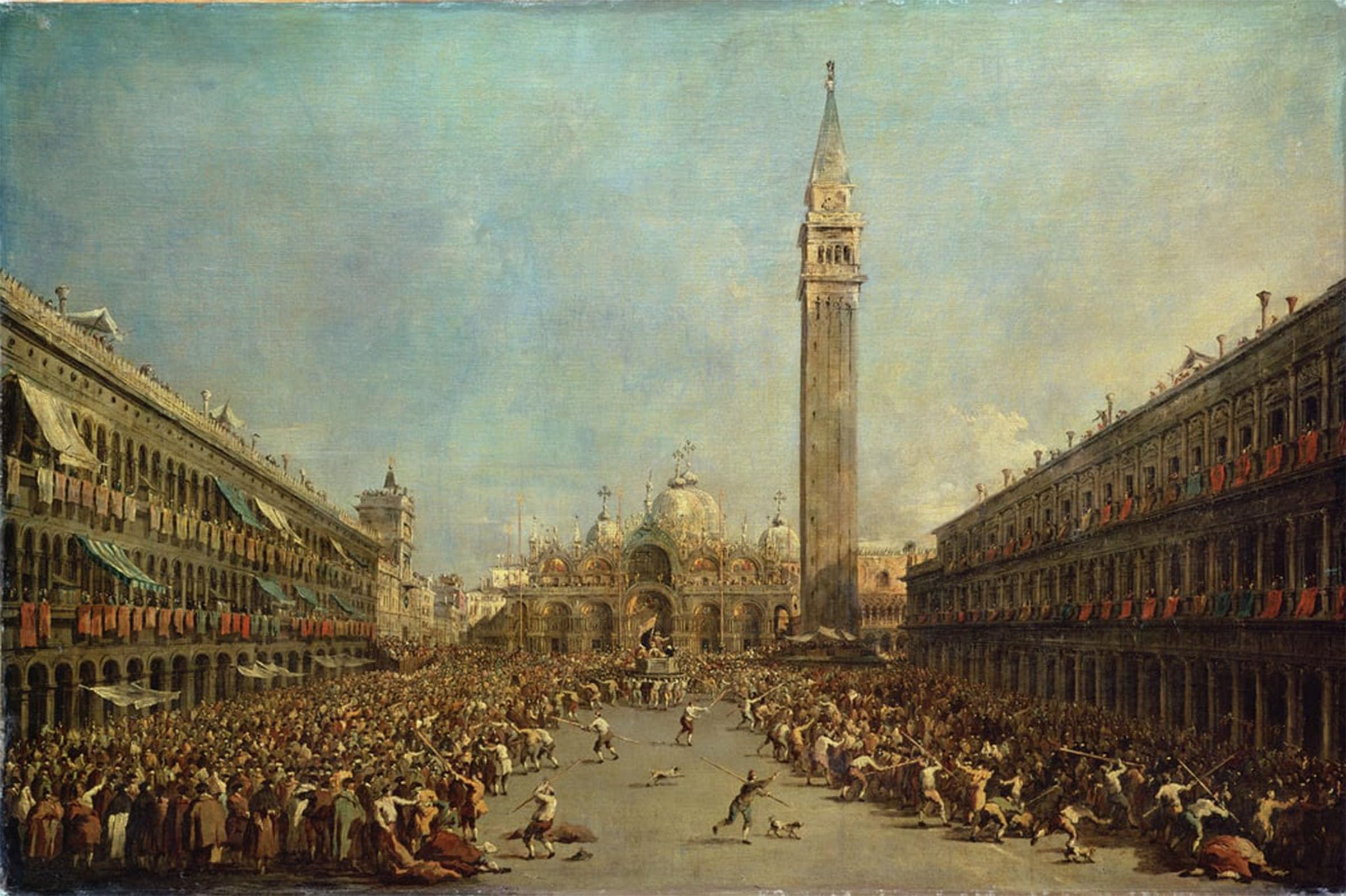SERENDIPITP Vintage Picture Print on Canvas Wall Art Poster the Distribution of the Denarii to the Poor in San Marco by Francesco Guardi Artwork Print Poster for Wall Decor 60x90cm