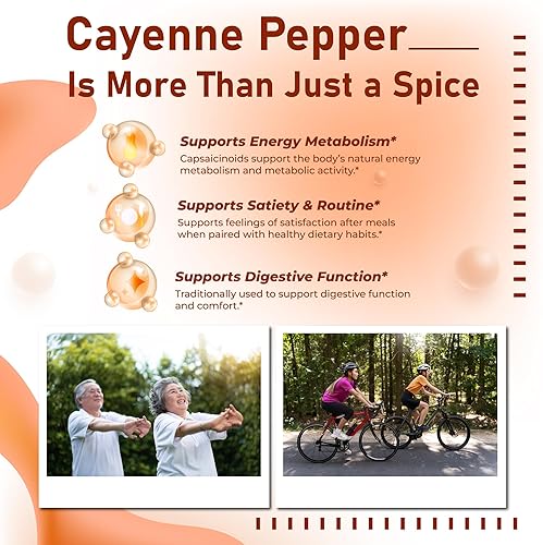 Miniatura 5 de Pimienta de Cayena Premium 995 mg con berberina, espino y CoQ10 – Apoya la salud cardiovascular, la energía y el metabolismo – 180 cápsulas
