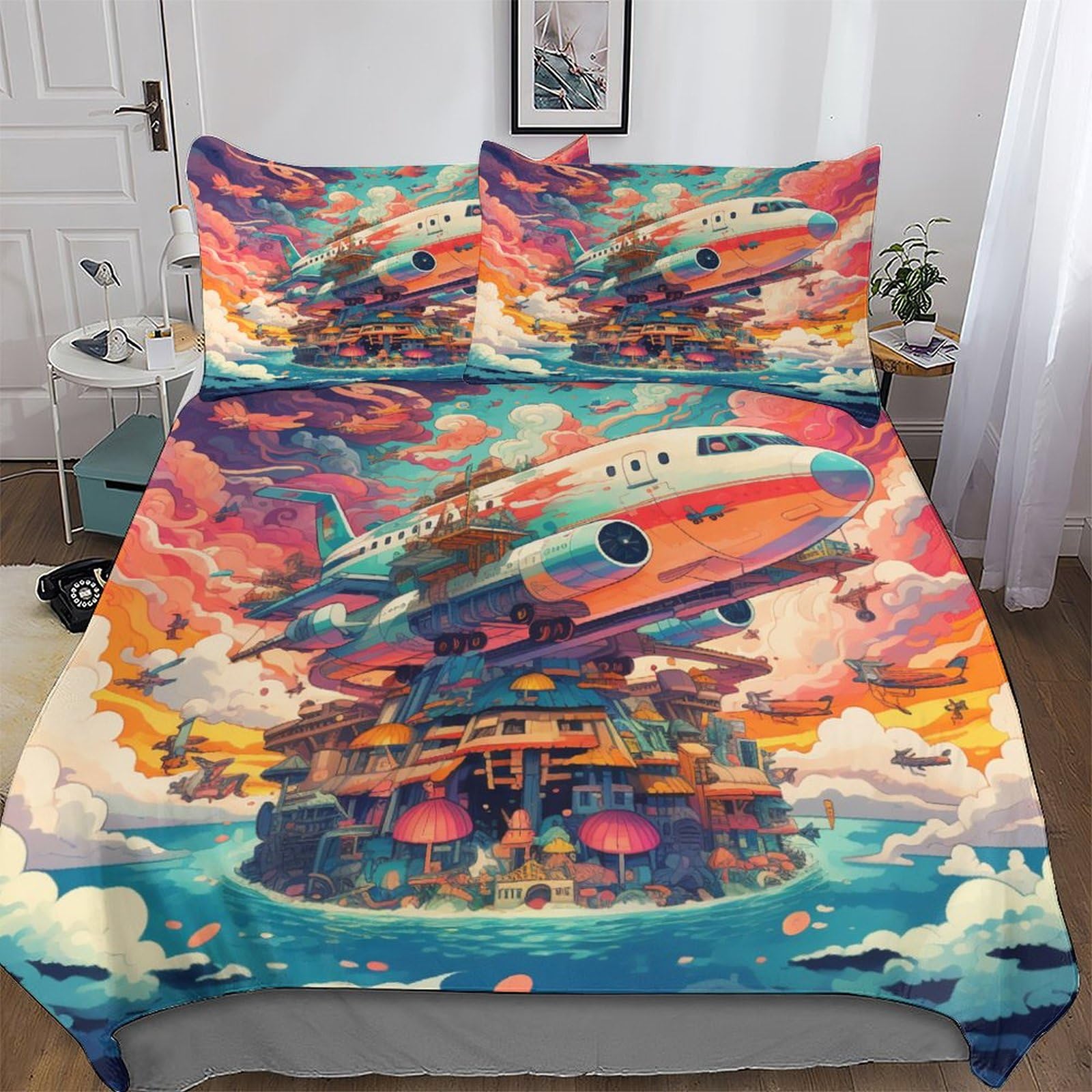 Parure de lit avion 3D douce et anti-acarien pour un sommeil réparateur 200x200