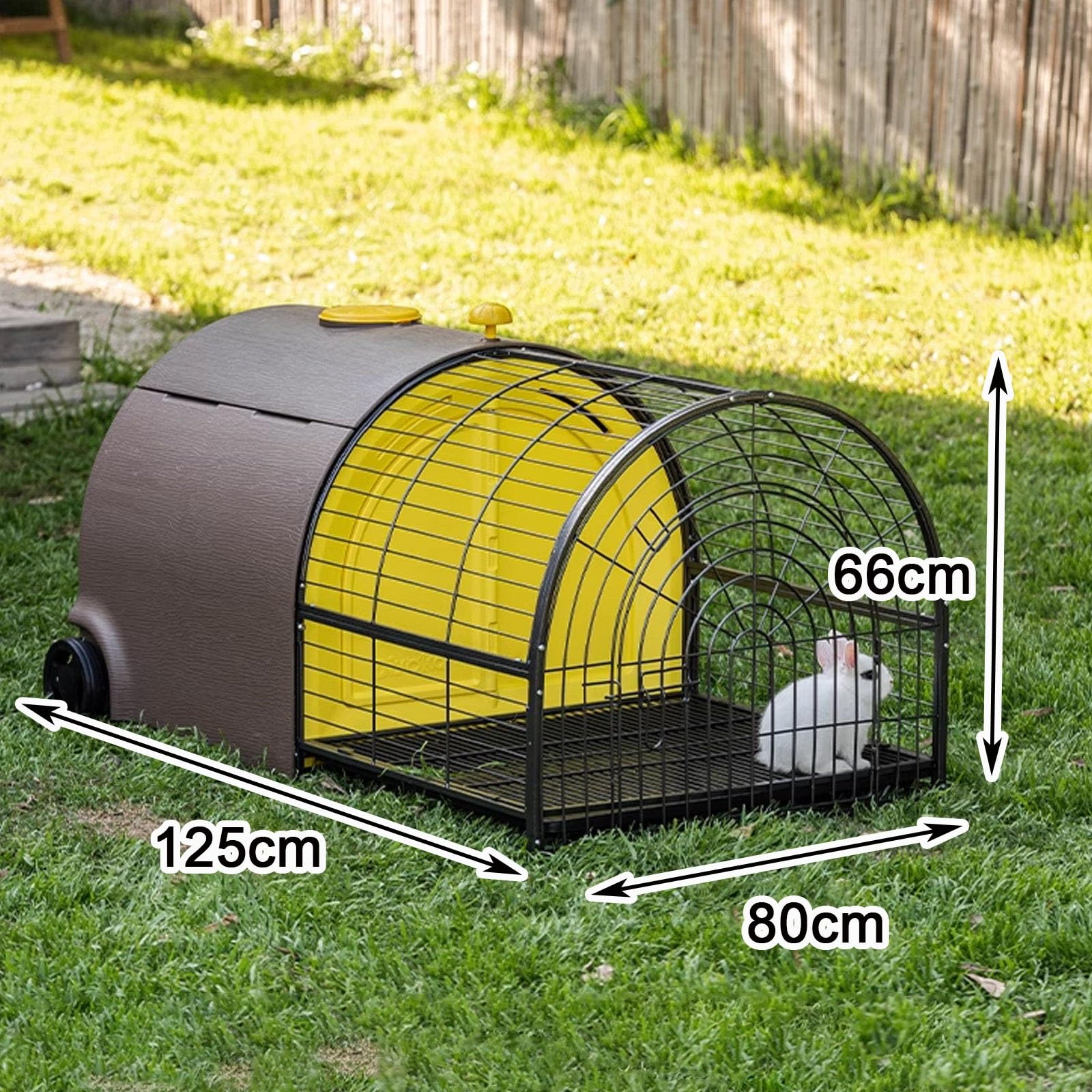 Recinto per Conigli da Esterno con Ruote, Porte Multiple, Facile da Pulire, con Copertura Protettiva Protezione Dalla Pioggia e dal Sole, per Piccoli Animali