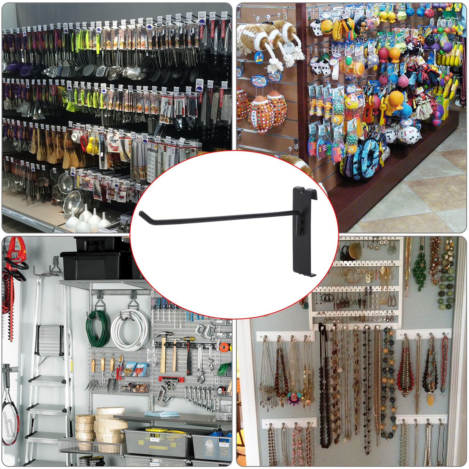 Sumnacon Gitter-Wandhaken – 35 Stück Display-Haken für Gitterwandpaneel, 15,2 cm stabile Gitterwandhaken, schwarze Metallgitteraufhänger für Zuhause, Geschäft, Geschäft, Arbeitsplatz, Handwerk, Show