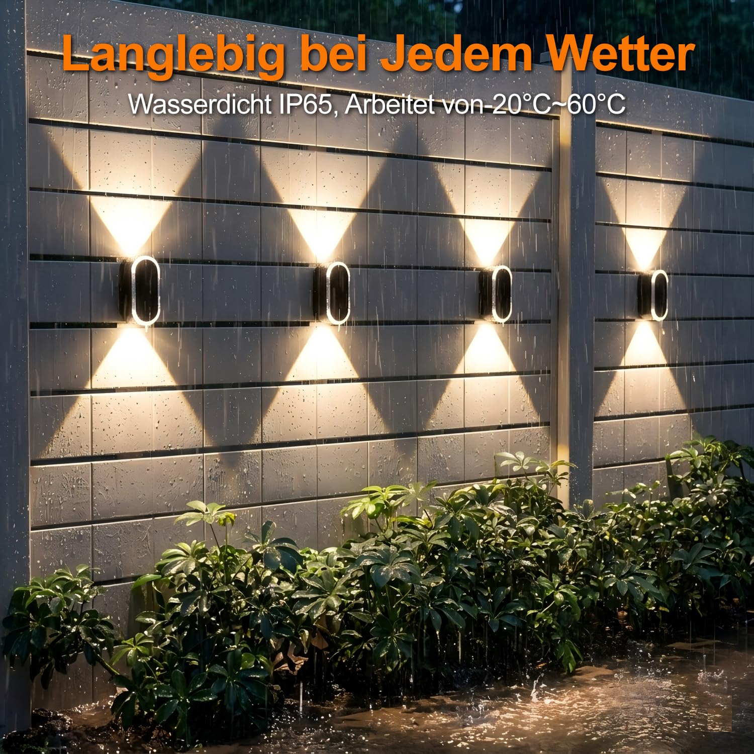 ELLASAY Solarlampen für Außen, Solar Wandleuchte Up and Down IP65 Wasserdicht, 3 Farben Heller Solarleuchten für Garten Kabellos 4 Pack