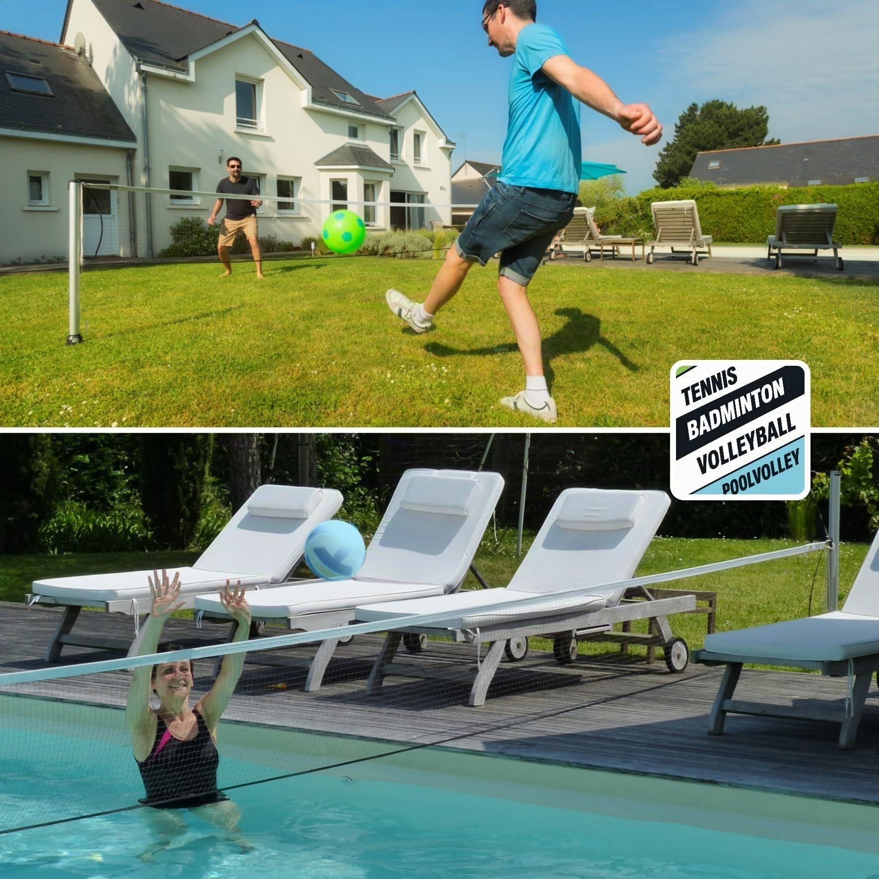 GARD & ROCK - Multisport-Set höhenverstellbare Pfosten aus Aluminium - Quick Fixation System - Badminton, Tennis, Volleyball,... - Zum Aufstecken auf den Ankerfuß