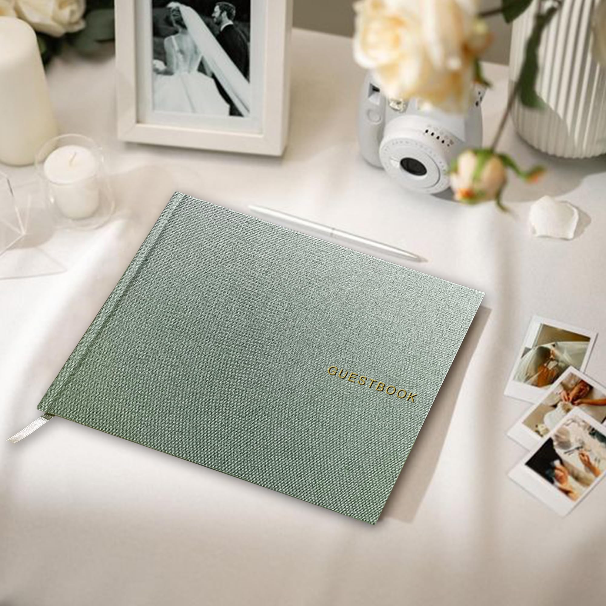 Gästebuch zur Hochzeit, 100 Seiten, Gästebuch für Hochzeitsgeschenke (A-Salbeigrün)