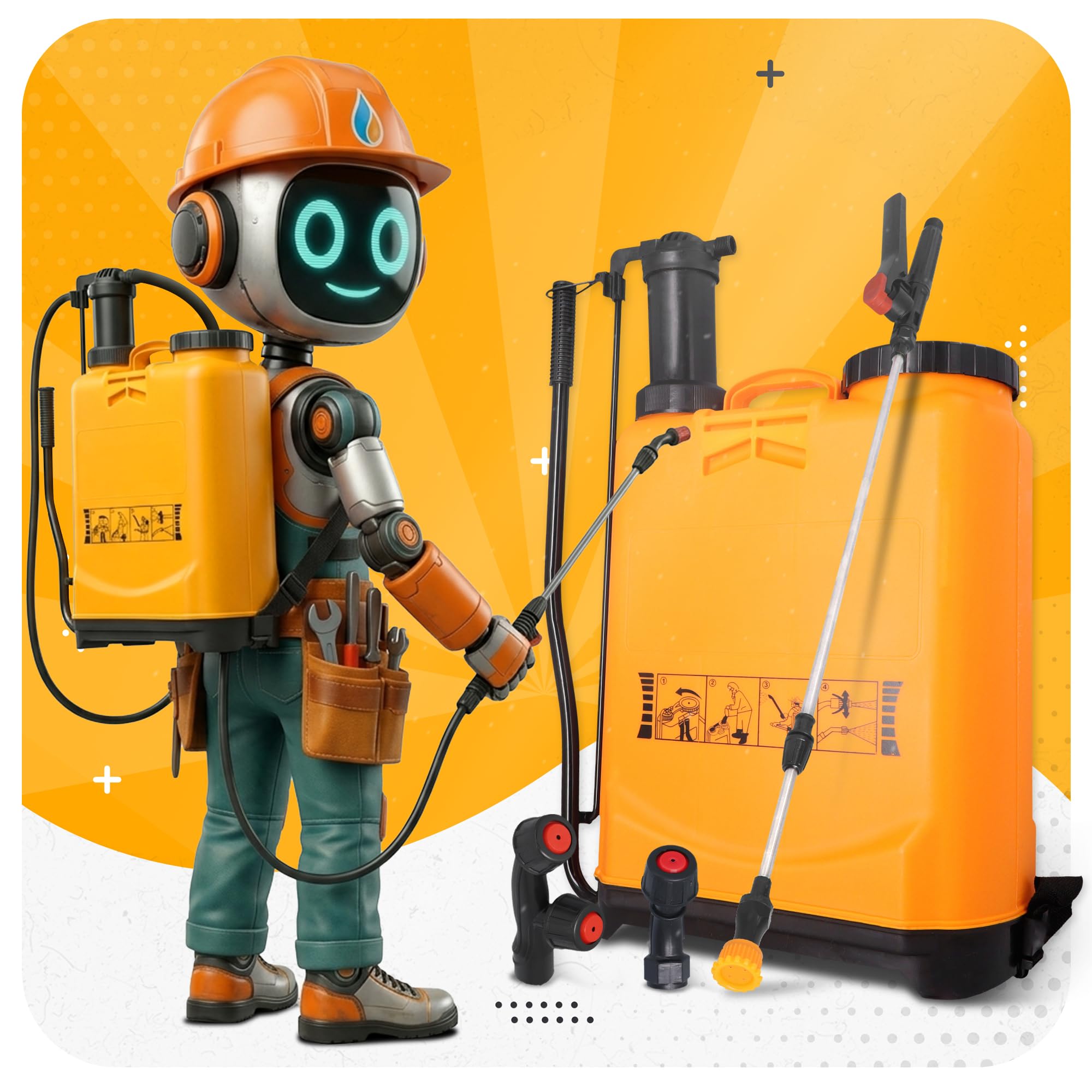 Instalguru Sulfatadora Mochila 16l Pulverizador Presión Manual Jardinería Fumigadora Huerto Herbicida Fertilizante Boquillas Regulables Tratamiento Plantas Diseño Ligero