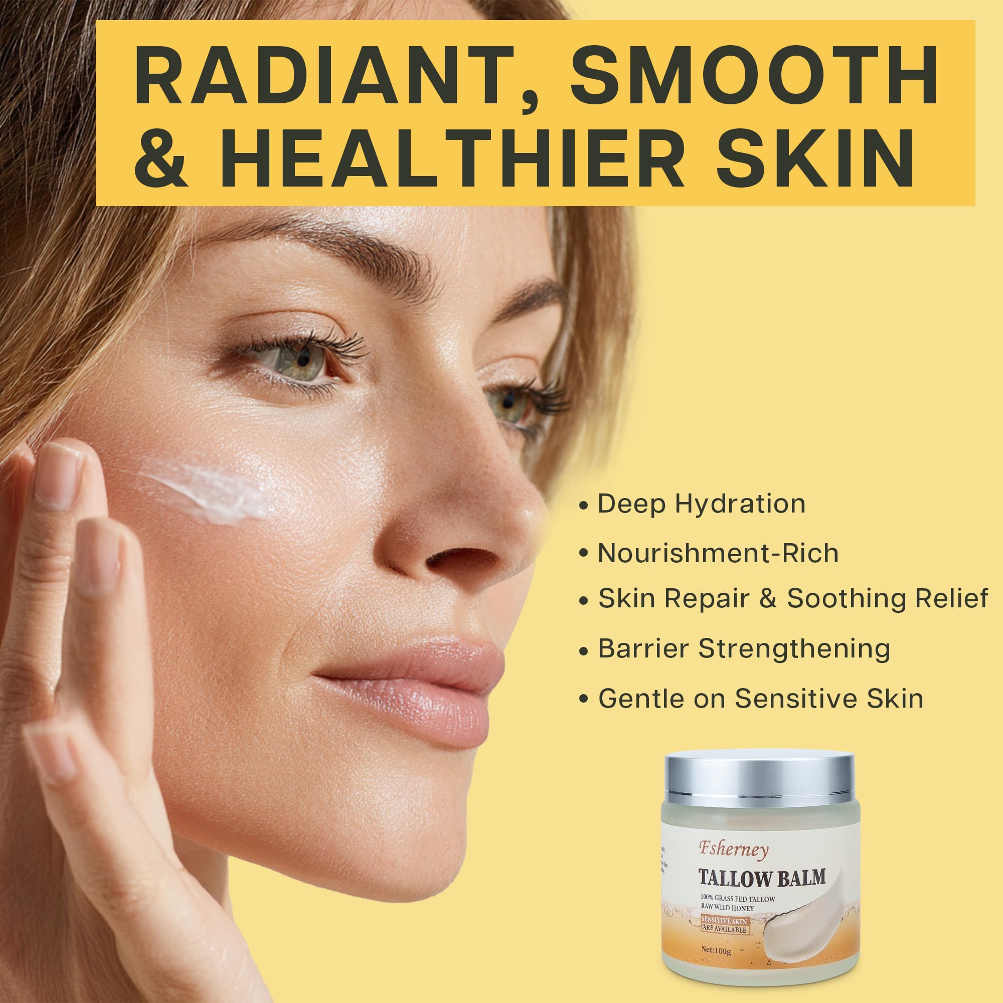 VRAIKO Fsherney Tallow and Honey Balm, Grass-Fed Beef Tallow & Raw Wild Honey Moisturizer Cream, Artificial Ingredients Free - Image 3