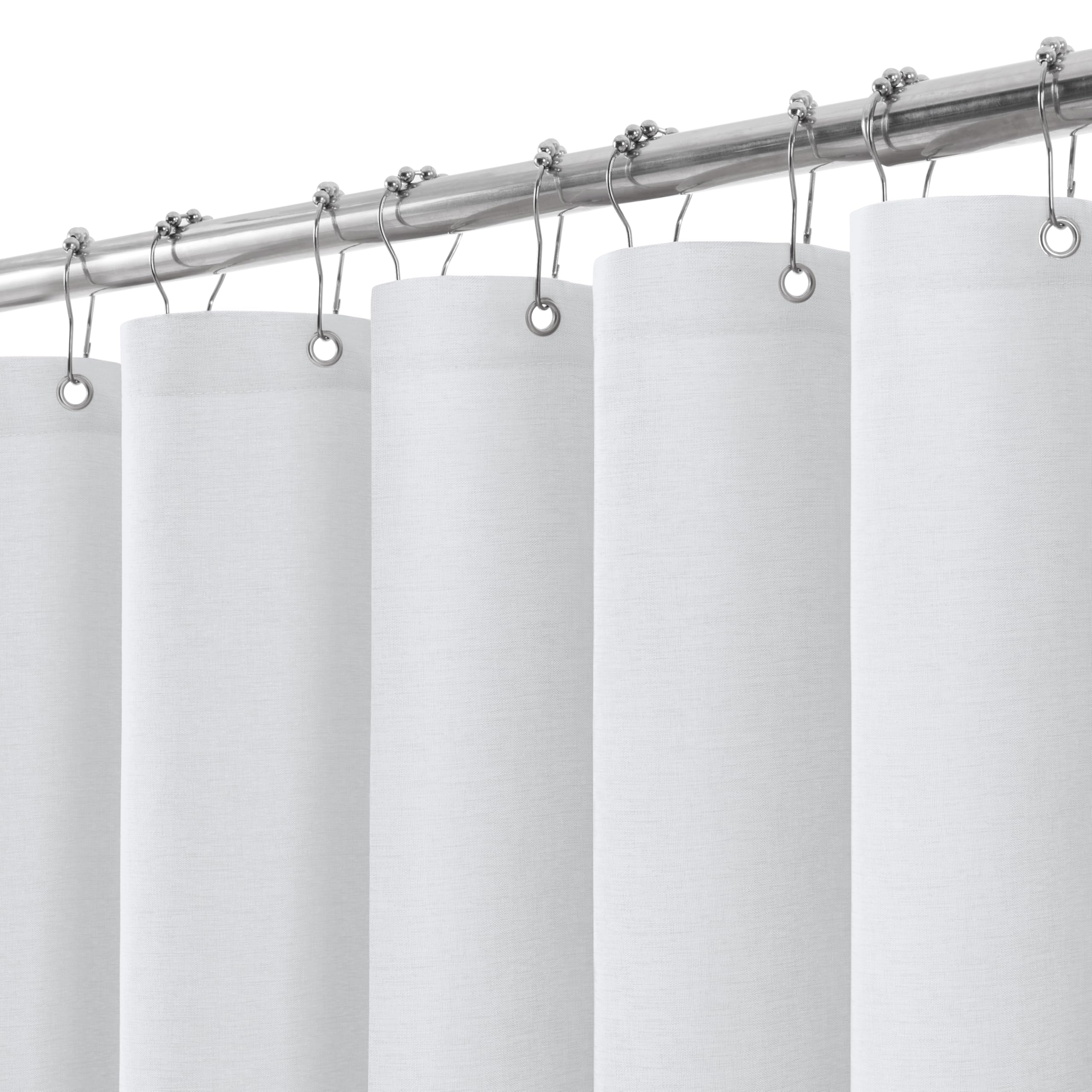 VANZAVANZU Duschvorhang mit Metall Duschvorhangringe Stoff Textil Badewannenvorhang Anti Schimmel Bad Vorhang Set Wasserdicht Badewanne Vorhang Schwerer Shower Curtain Badezimmer