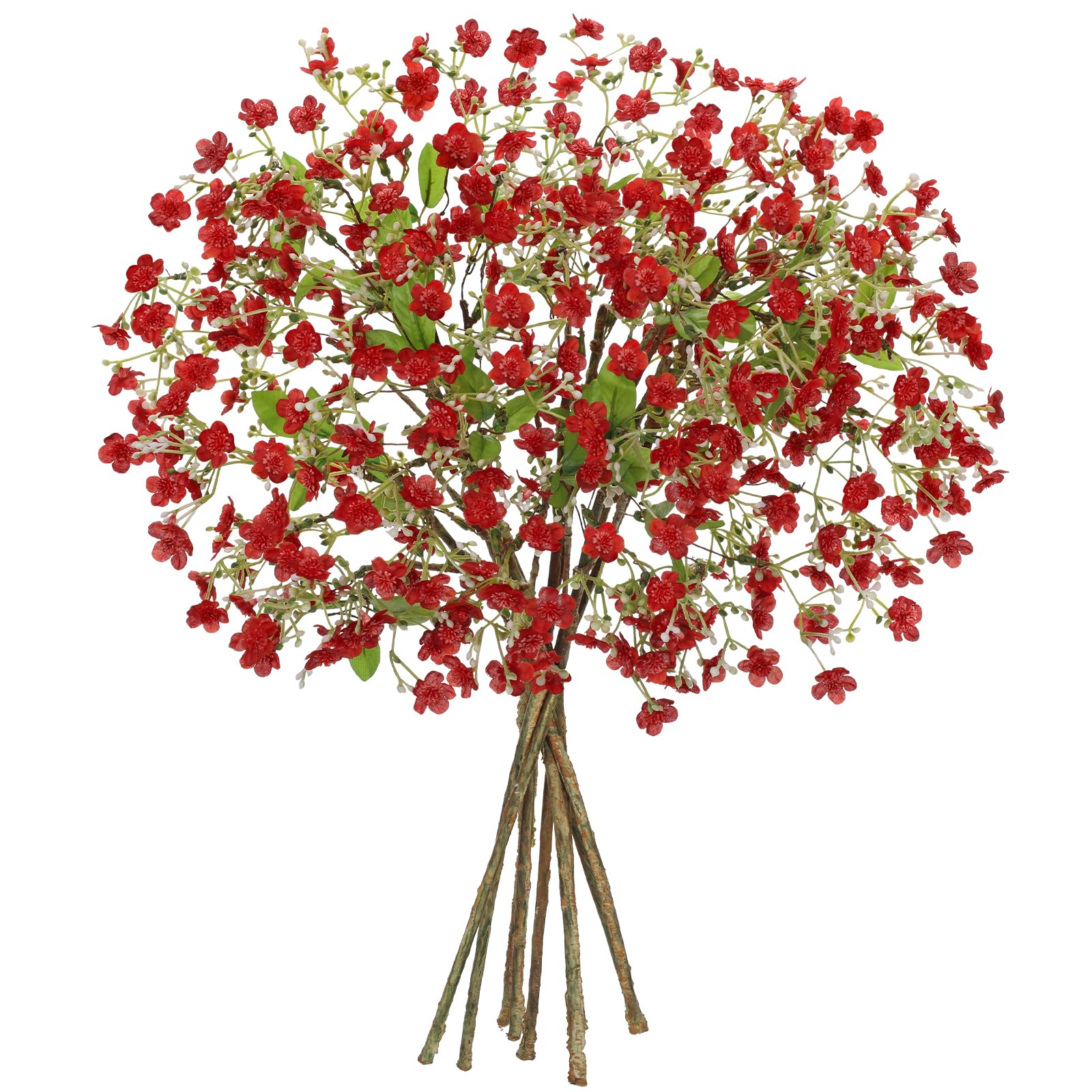 Oairse Artificial Red Flower Stems 42cm, 9PCS Faux Small Blossom Branches, Realistic Silk Flowers for Vase, DIY Flower Arrangements, Wedding Home Party Table Centrepiece Decor
