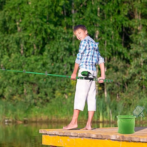 Miniatura 5 de Caña de pesca para niños, bastones de pesca telescópicos portátiles para niños y niñas, kit combinado de caña de pescar y carrete con caja de