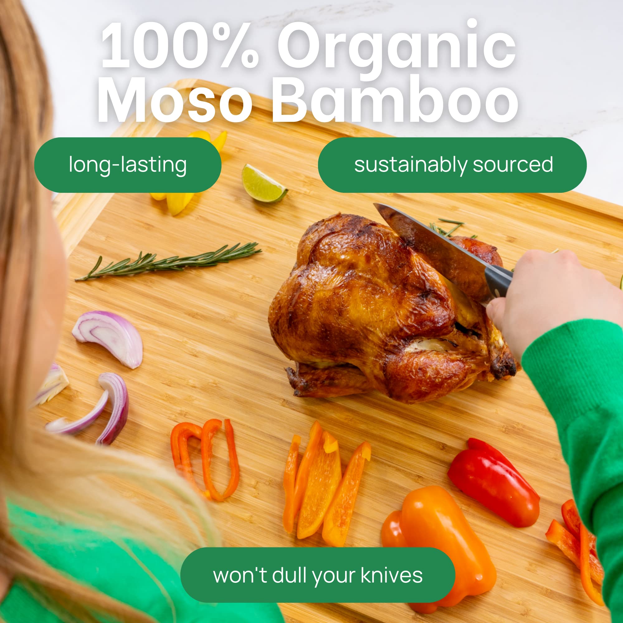 30 x 20 Bamboo Extra Large Cutting Board - Wooden Stove Top Cover Noodle Board - Meat Cutting Board for BBQ - Turkey Carving Board - Extra Large Charcuterie Board - Over the Sink Cutting Board
