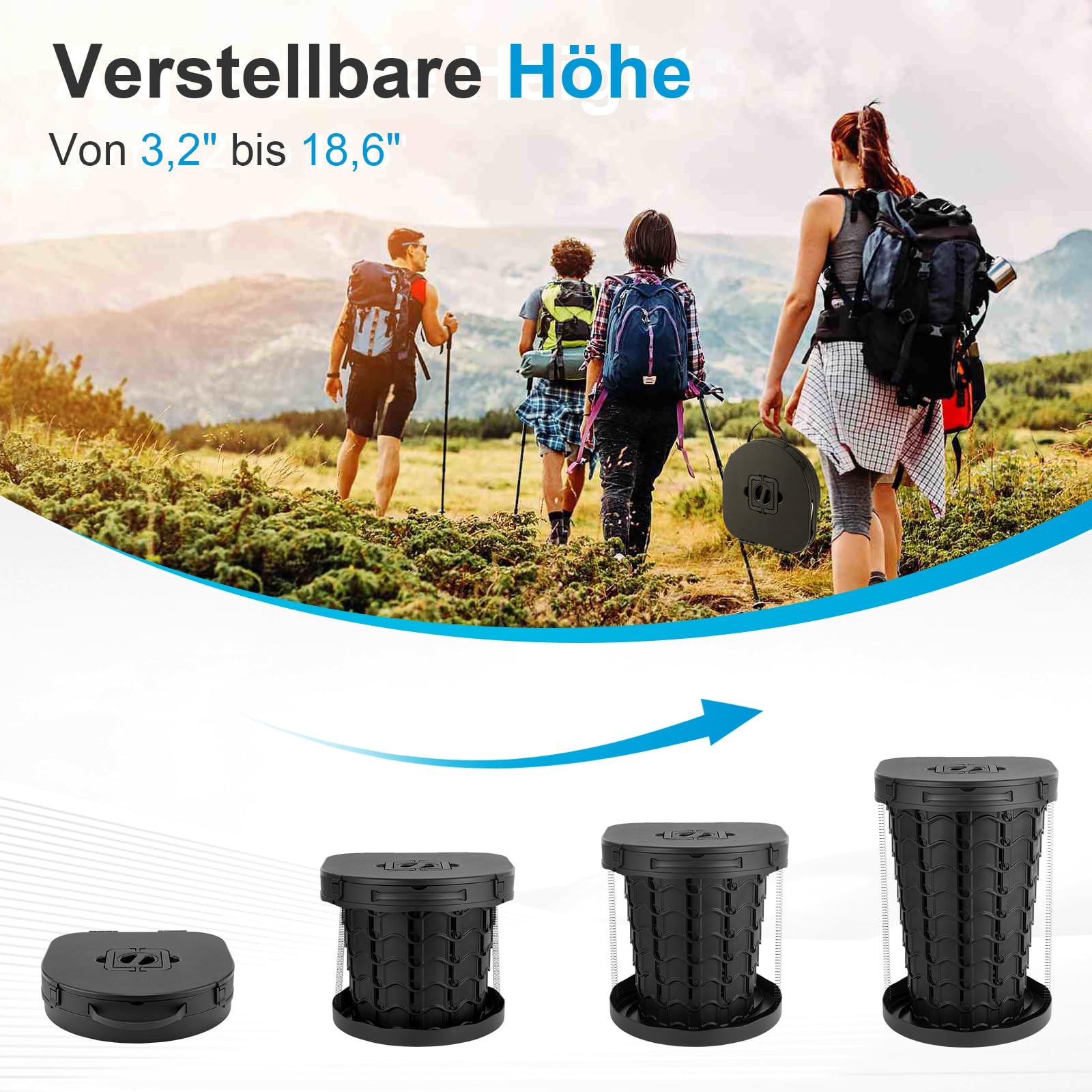 imodomio Campingtoilette Faltbar Camping Toiletten(WC) mit Deckel Mobile Toilette mit 10 Müllsäcke, ideal für Outdoor-Camping, Auto