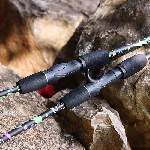 Miniatura 6 de Caña de pescar Sougayilang, caña de 2 piezas de compuesto de grafito/fibra de vidrio para hilar y lanzar con empuñadura EVA, caña de pescar