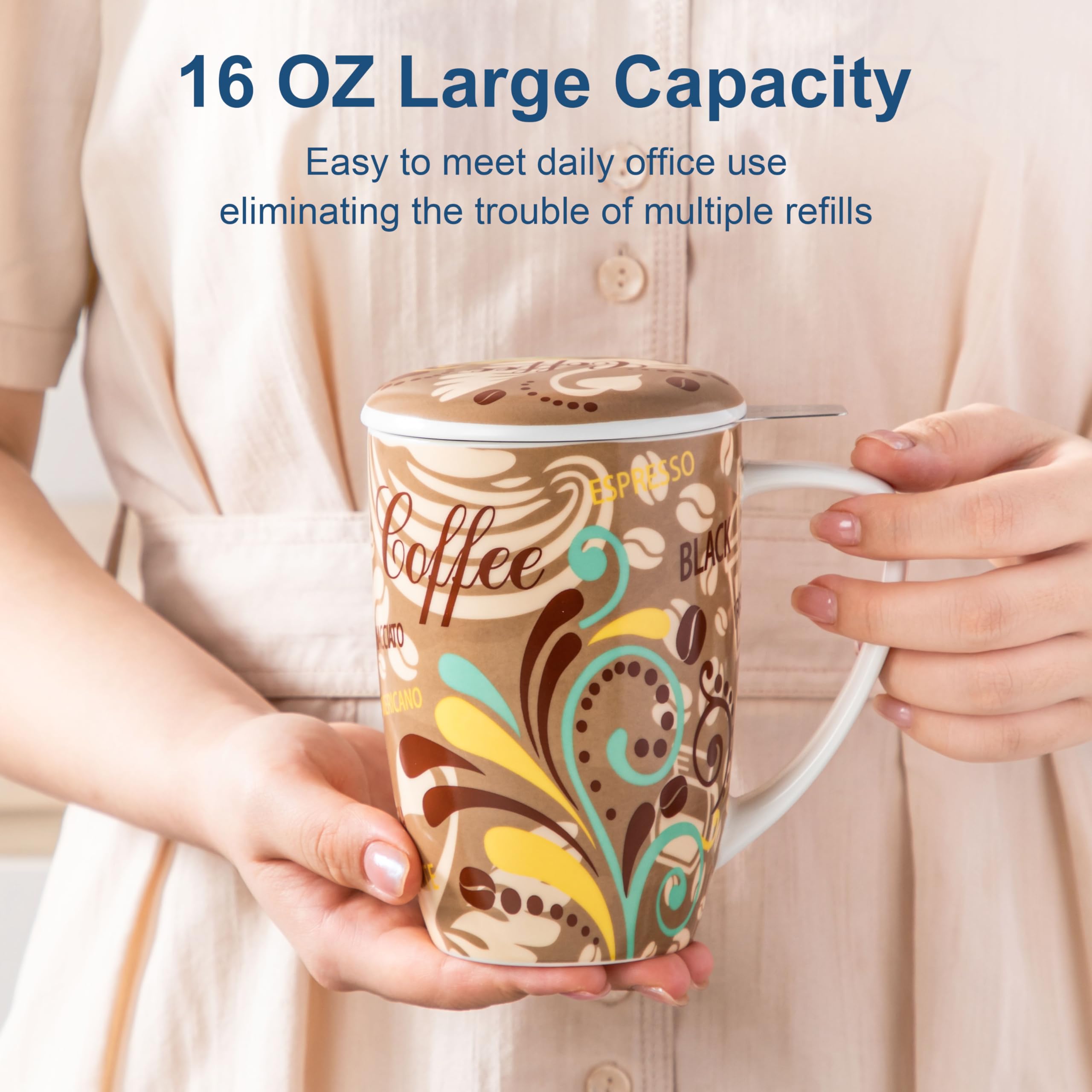 Tazza Da Tè Con Filtro 500ml - Ceramica, Coperchio, Lavabile In Lavastoviglie, Colore Rosa - Foto 5