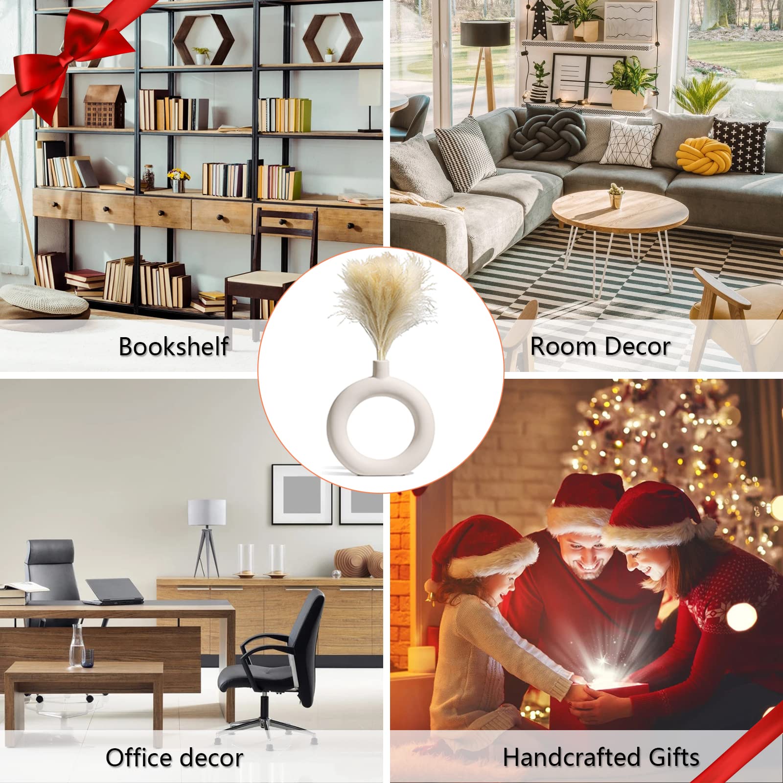 White Ceramic Vase for Home Decor, Modern Geometric Abstraction Decorative Vases for Centerpieces,Kitchen, Living Room,Office,Wedding,Gifts(Minimalist-Q Shape)