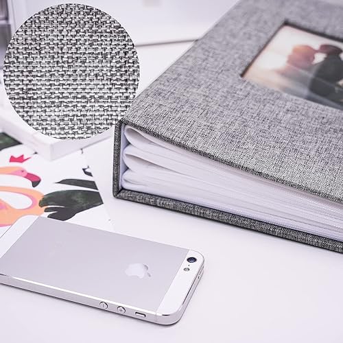 Miniatura 3 de Vienrose - Álbum de fotos de lino con 420 bolsillos de 4 x 6 pulgadas, cubierta de tela, para bodas, familias y el Día de San Valentín