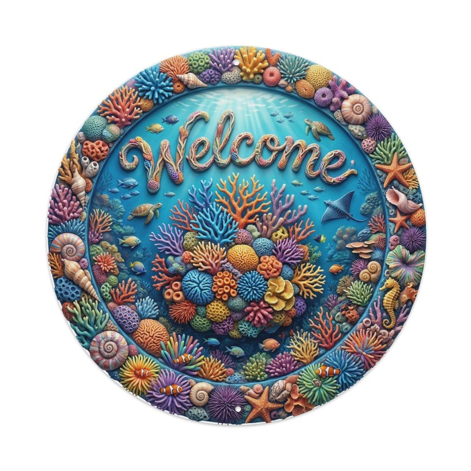 Tgrcjimh Style Metal Tin Sign Tropical Reef Welcome Coral Kingdom