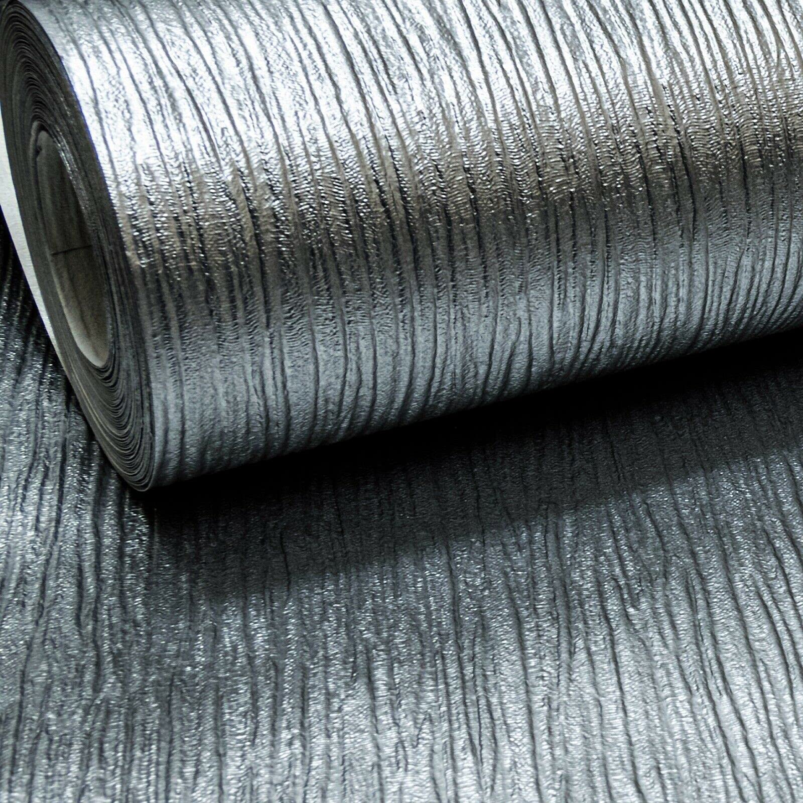 Sophie Laurence Charcoal Plain Silver Cassiel Textured Metallic Shimmer Wallpaper Free Match (Charcoal)