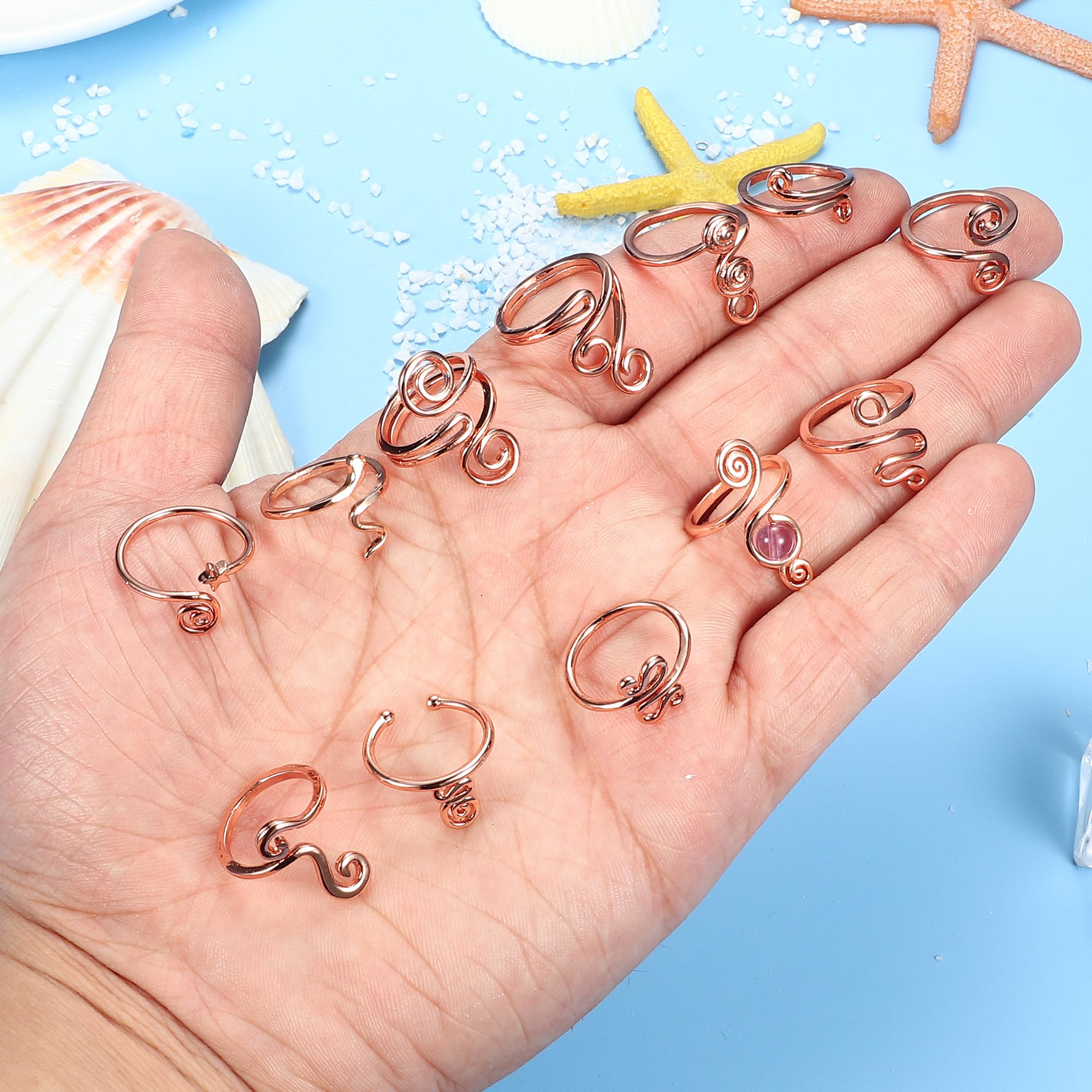 12 Pezzi Anelli Piedi Regolabili Donna Placcati Oro 14K, Aperti e Impilabili, Gioielli per Piedi da Spiaggia Estivi, Set per Feste e Viaggi