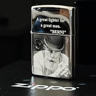 Contento | Zippo Feuerzeug mit Gravur | Personalisiertes Sturmfeuerzeug mit Foto und Text Gravur, Geschenkidee, Vatertag | Sturmfeuerzeug mit Deinem Foto und Wunschtext | Chrom Exklusives Zippo
