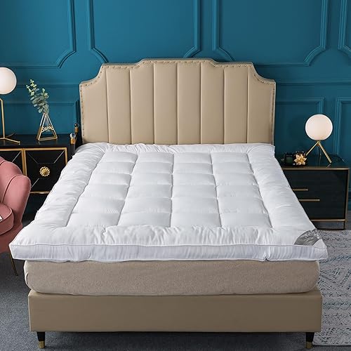 Miniatura 4 de Cubrecolchón con parte superior de almohada, funda de colchón de enfriamiento alternativa de plumón completo de 2 pulgadas de grosor