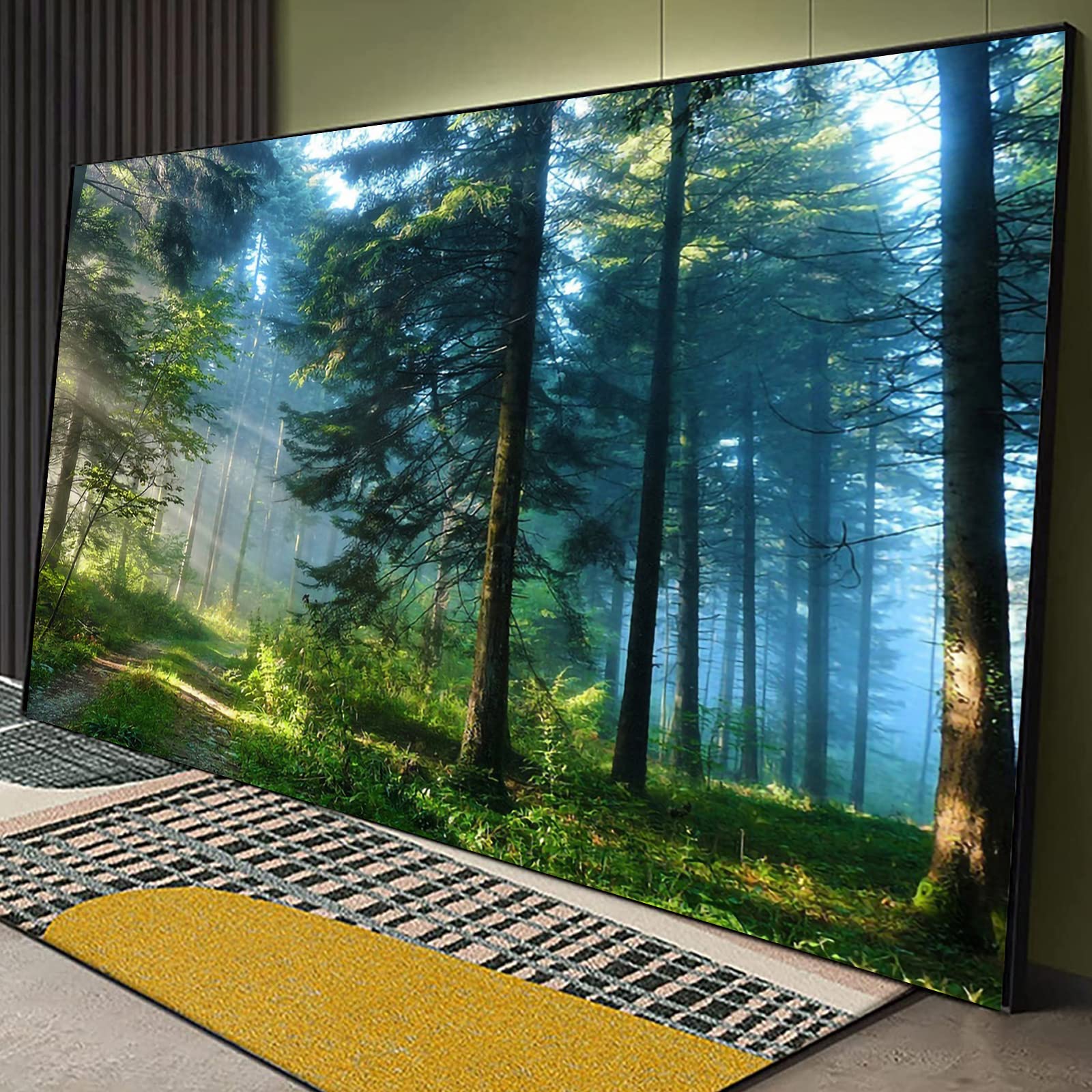 Trayosin Diamond Painting Set für Erwachsene,Diamant Painting Landschaft Malerei Kits,5D Diamant Painting grüner Wald Wohnzimmer Schlafzimmer Büro Wand Dekoration (120x50cm)