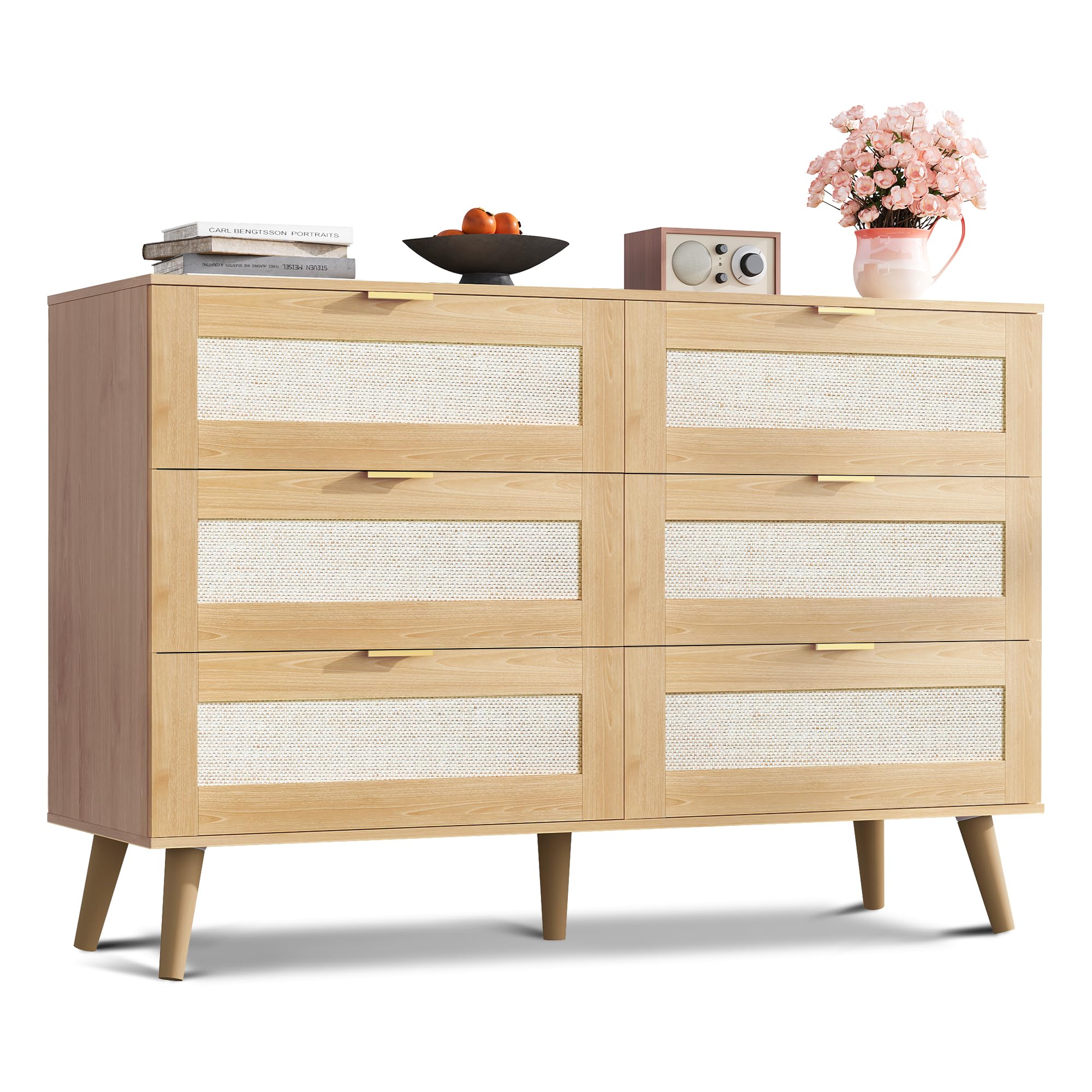 Amazon.com: WLIVE Rattan Dresser for Bedroom, 6 Drawer 47.24 Amazon.com: WLIVE Rattan Dresser for Bedroom, 6 Drawer 47.24