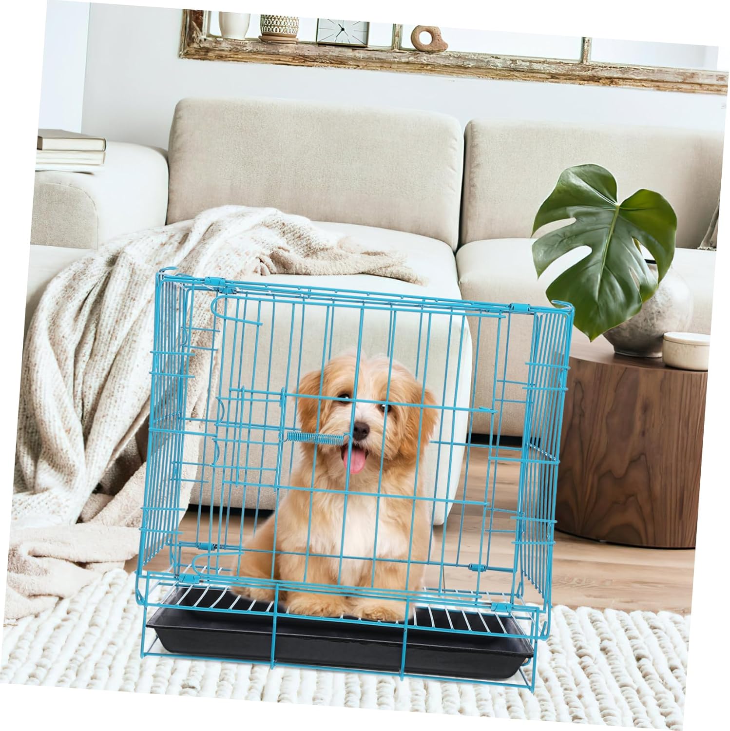 Folding Pet Cage for Small Dogs Cats Durable Dog Crate Blue Collapsible Design for for Indoor Outdoor Use