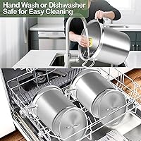 Vista 6 de Olla grande de acero inoxidable de 35 cuartos de galón con tapa, parte inferior de tres capas resistente de grado comercial y ollas para hervir