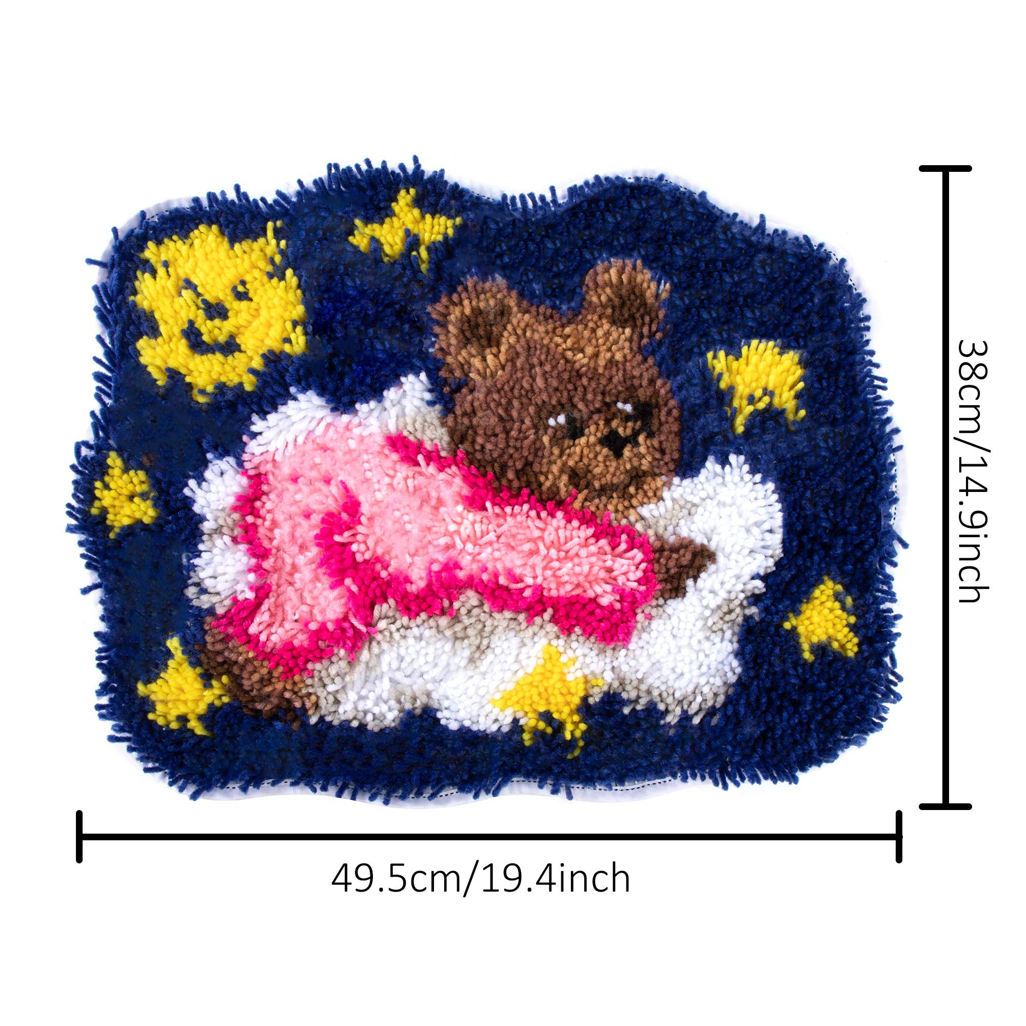 HOLEMZ Kit Gancio di Chiusura Tappeto Modello Animale del Orso Tappeto da Ricamo Fai da Te Fare Decorazioni per la Casa 19.4 inch X 14.9 inch