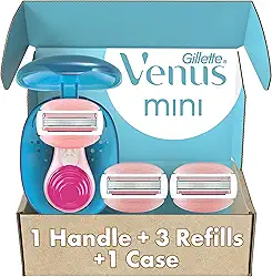 Gillette Venus Mini Aparelhos de Barbear ComfortGlide para Mulheres, Inclui 1 Mini Alça + 3 Recargas + 1 Estojo