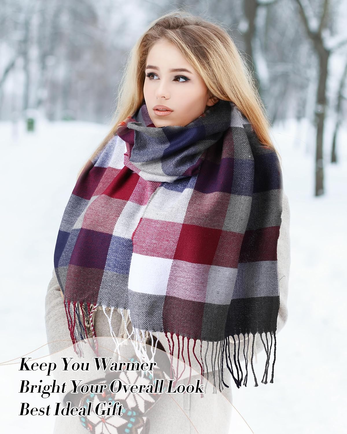 JaGely 12 Pcs Winter Buffalo Plaid Scarf image 4