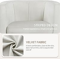 Vista 7 de Yaheetech - Silla de terciopelo decorativa, sillones modernos y cómodos, silla de sofá de barril tapizada para sala de estar, dormitorio, sala