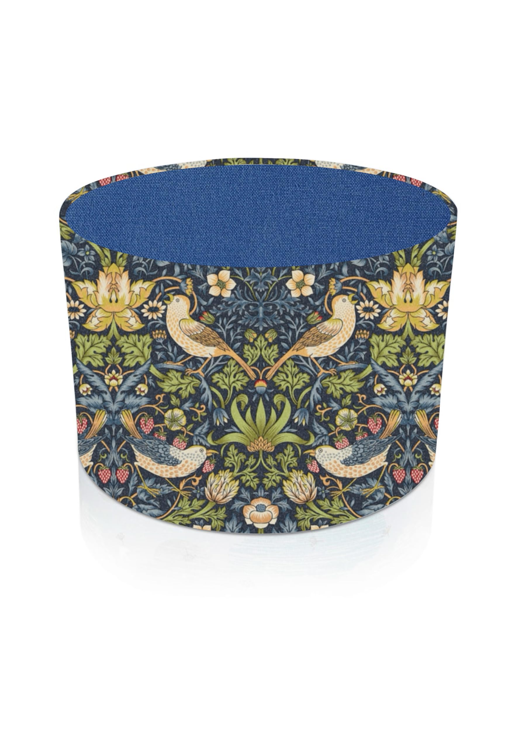 Kushade Blue And Green 35Cm (Diameter 14" X Height 8.75") William Morris Strawberry Thief Navy With Cobalt Blue Interior Ceiling Lamp Shade