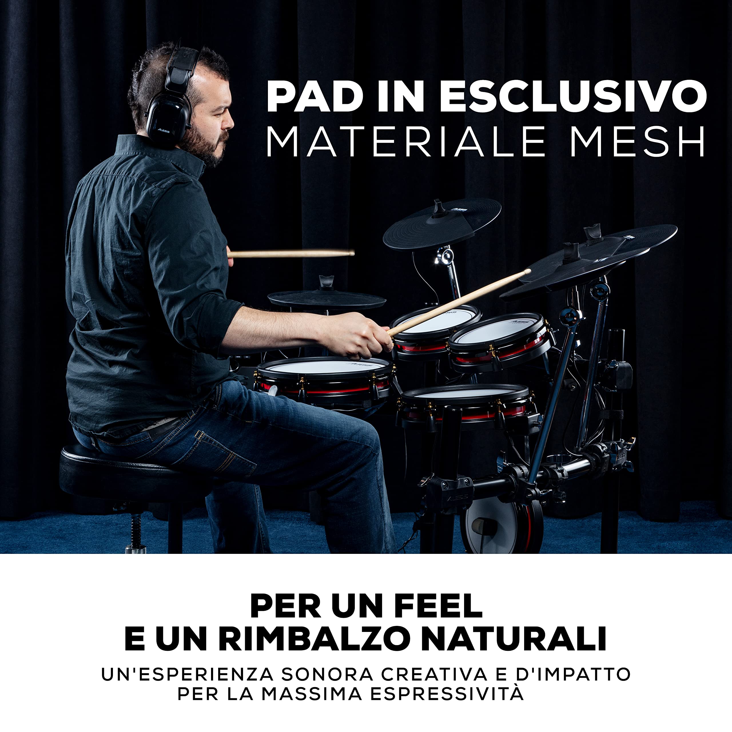 Alesis Drums Crimson II SE - Batteria elettronica con MIDI In/Out, pad doppia zona, ride tripla zona, piatti con choke, compatibile con doppio pedale