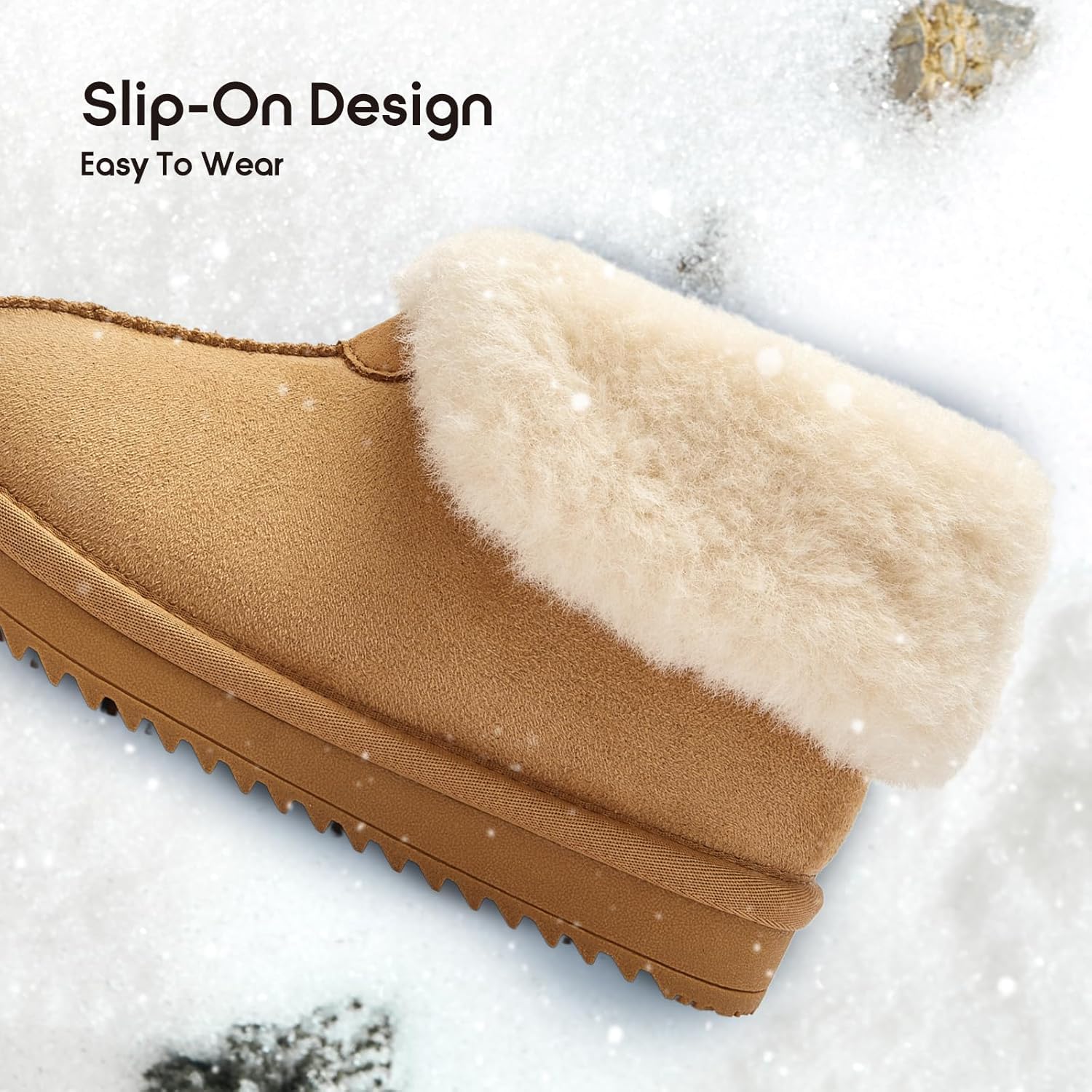 Balabala Girls Snow Boots Girls Non-slip Winter Boots Kids Warm Ankle Winter Shoes Short Faux Fur Suede Mini Snow Boot