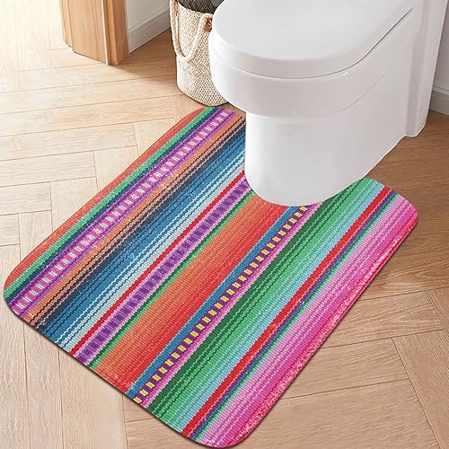 Miniatura 8 de YETTASBIN Alfombra de baño rectangular con diseño de rayas mexicanas, antideslizante, de secado rápido, alfombra de ducha extra suave de alto