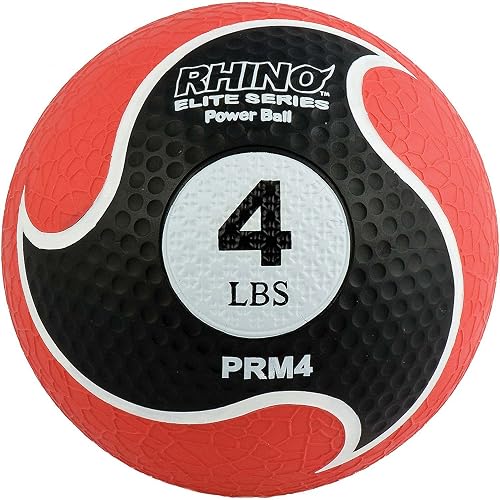 Champion Sports Rhino Elite Medicine Ball – Textured Surface, Superior Grip, Hollow Synthetic Rubber for Consistent Bounce & Durability, Multiple Weights & Colors - Optional Rebounder Sold Separately