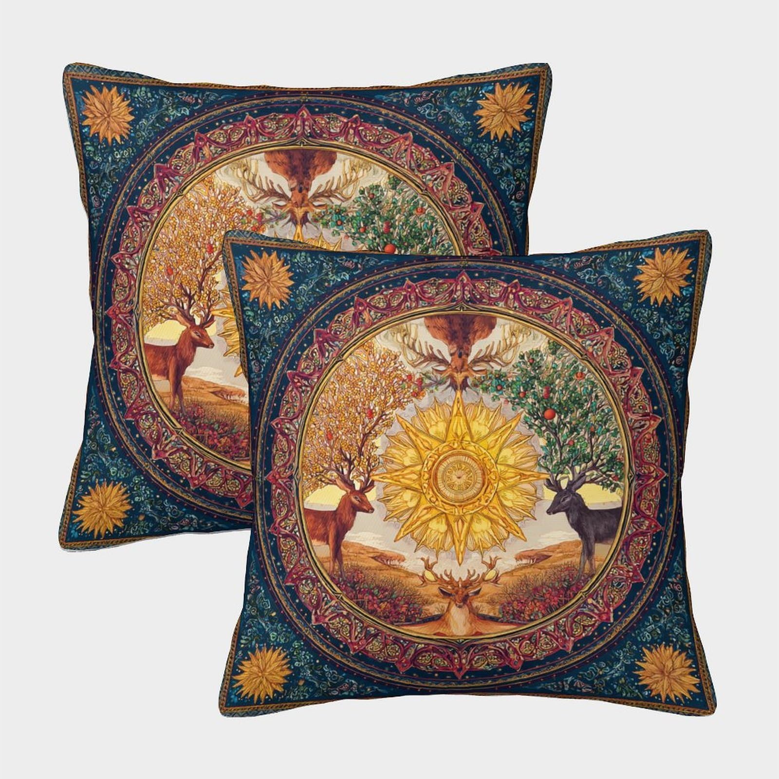 kaiyun 2 Pack Winter Solstice And Spring Equinox Themes Personalised Cushion Cover Home Sofa Decoration 40x40cm Pillow Covers