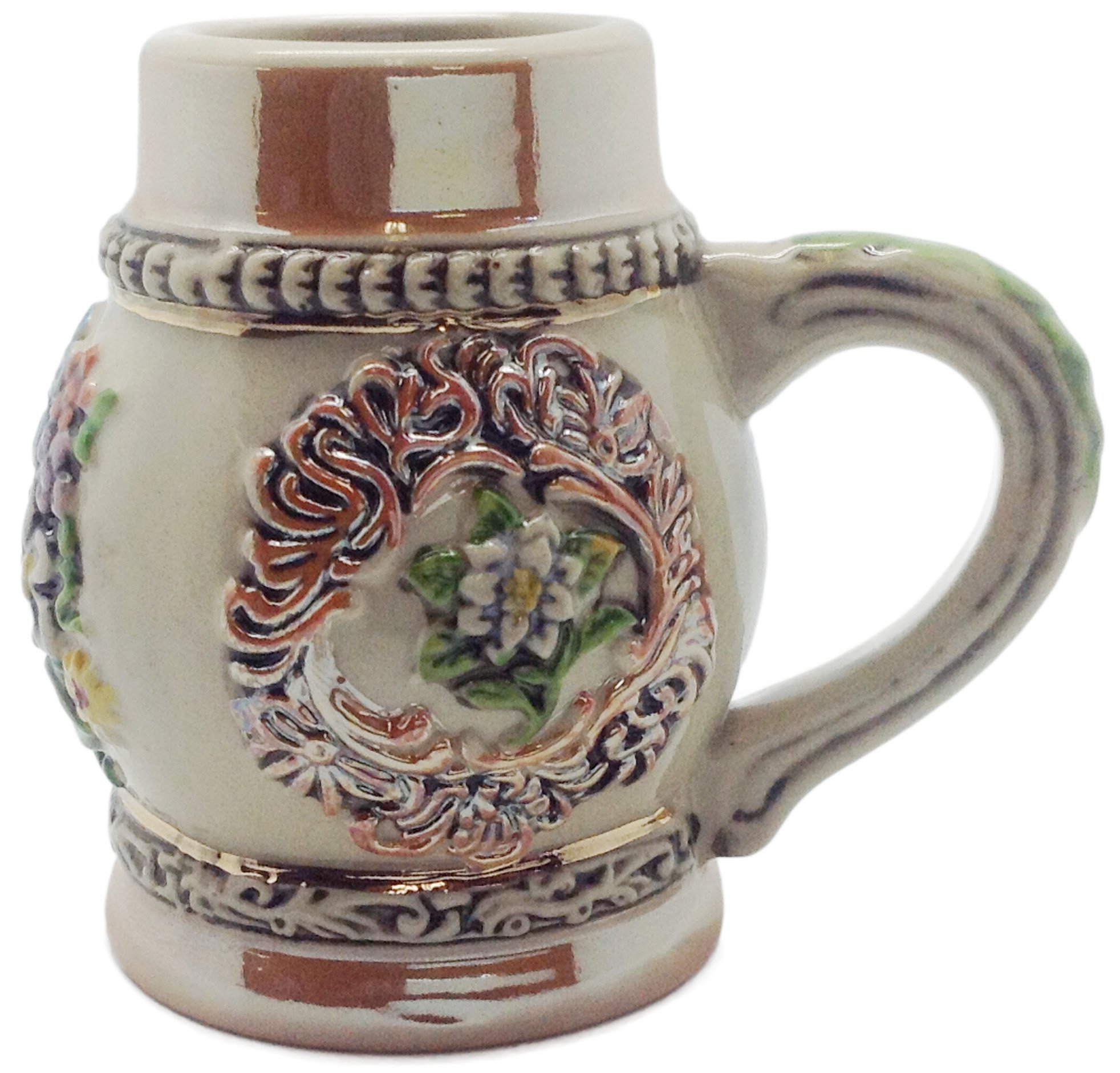 Essence of Europe Gifts German Alpine Flowers Ceramic Beer Stein Shot Glass-2.5