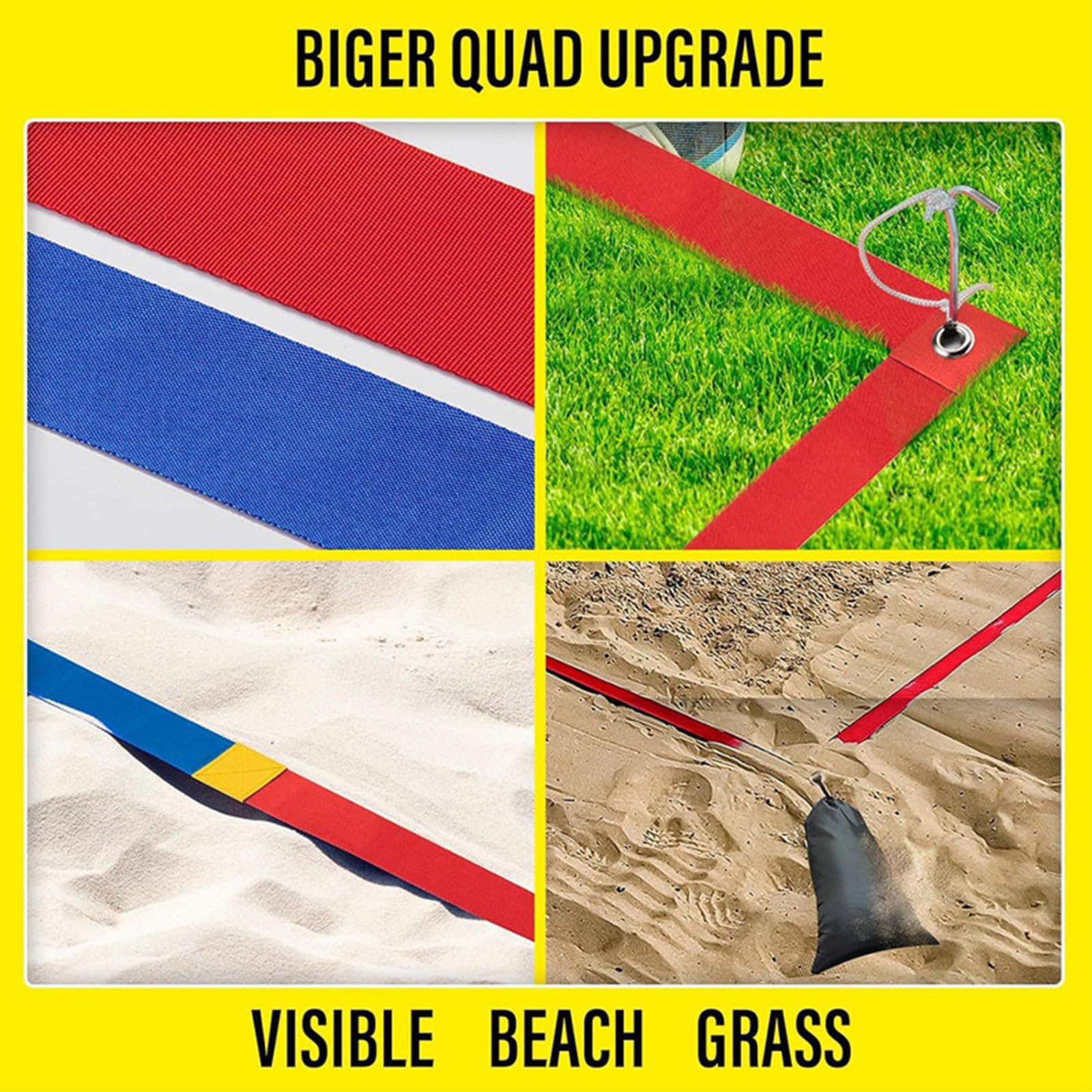 Xuancai Ligne de volleyball de plage avec clous de sol pour limites extérieures, courts, sangle marqueur durable de volleyball de plage avec clous de sol