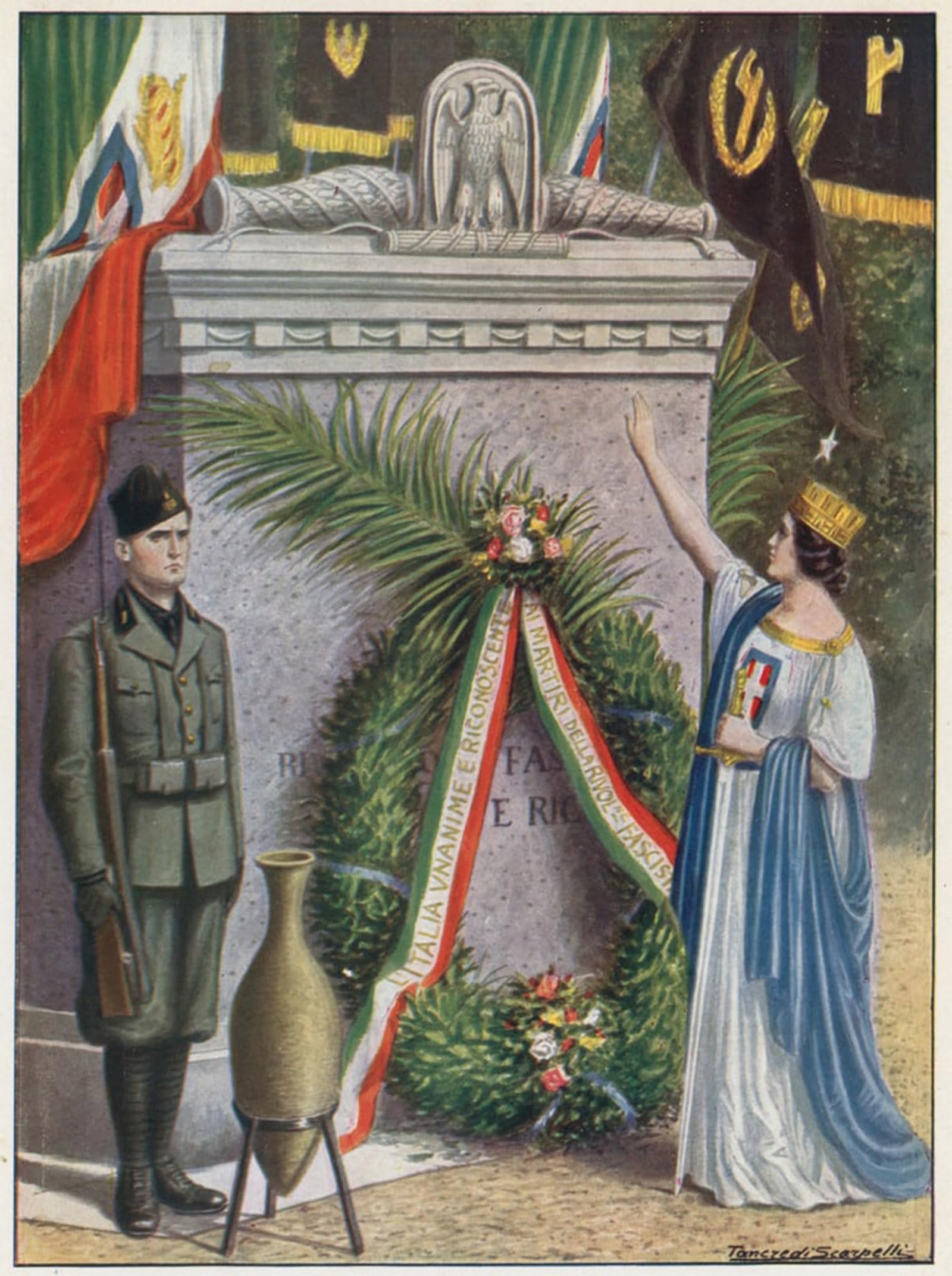 SERENDIPITP Vintage Picture Print on Canvas Wall Art Poster on Campidoglio for the Fallen of the Fascist Revolution by Tancredi Scarpelli Artwork Print Poster for Wall Decor 60x90cm