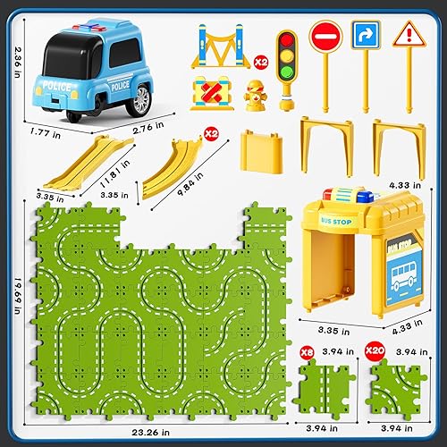 Miniatura 4 de Juego de pista de carreras de rompecabezas grande de 2 capas para niños de 3 a 5 años, juego de pistas de rompecabezas, juguetes de pistas de