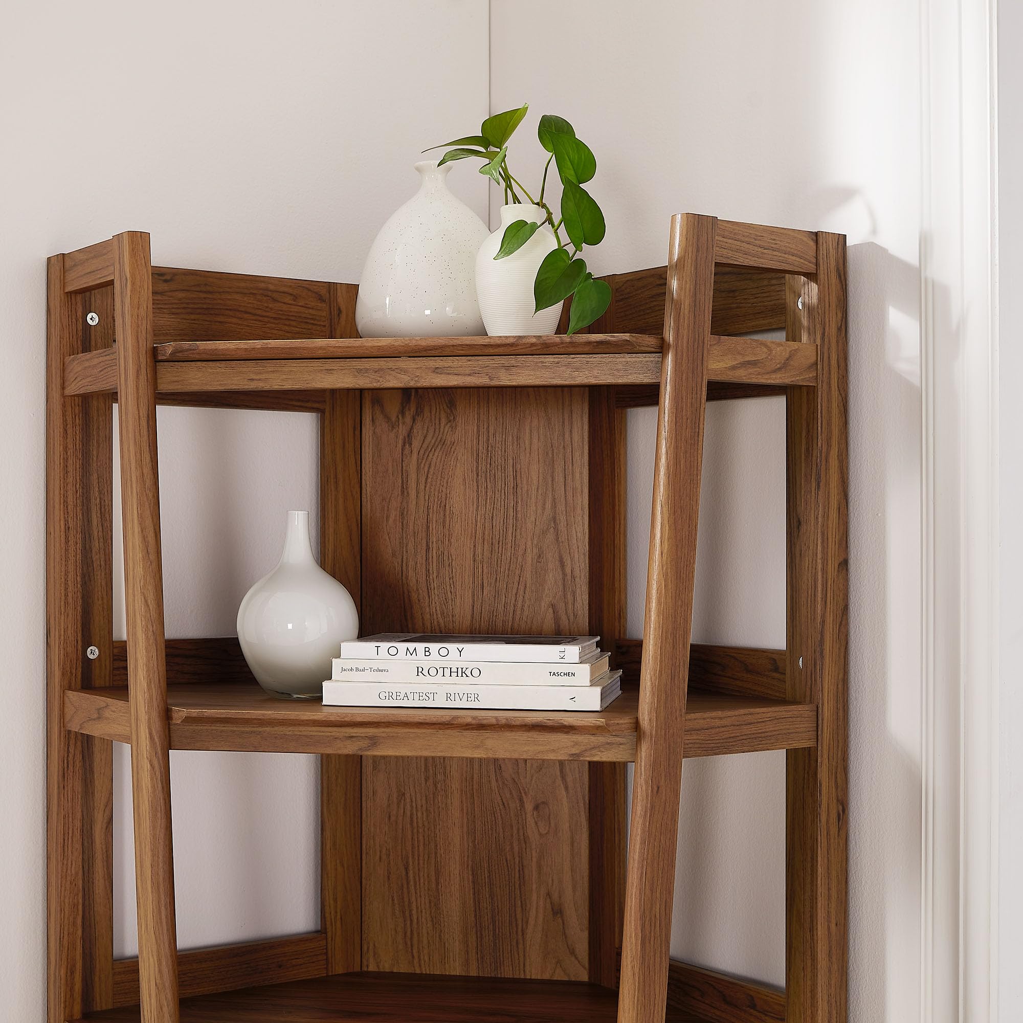 Amazon.com: Modway Bixby 71'' Tall Corner Bookshelf in Walnut - 5