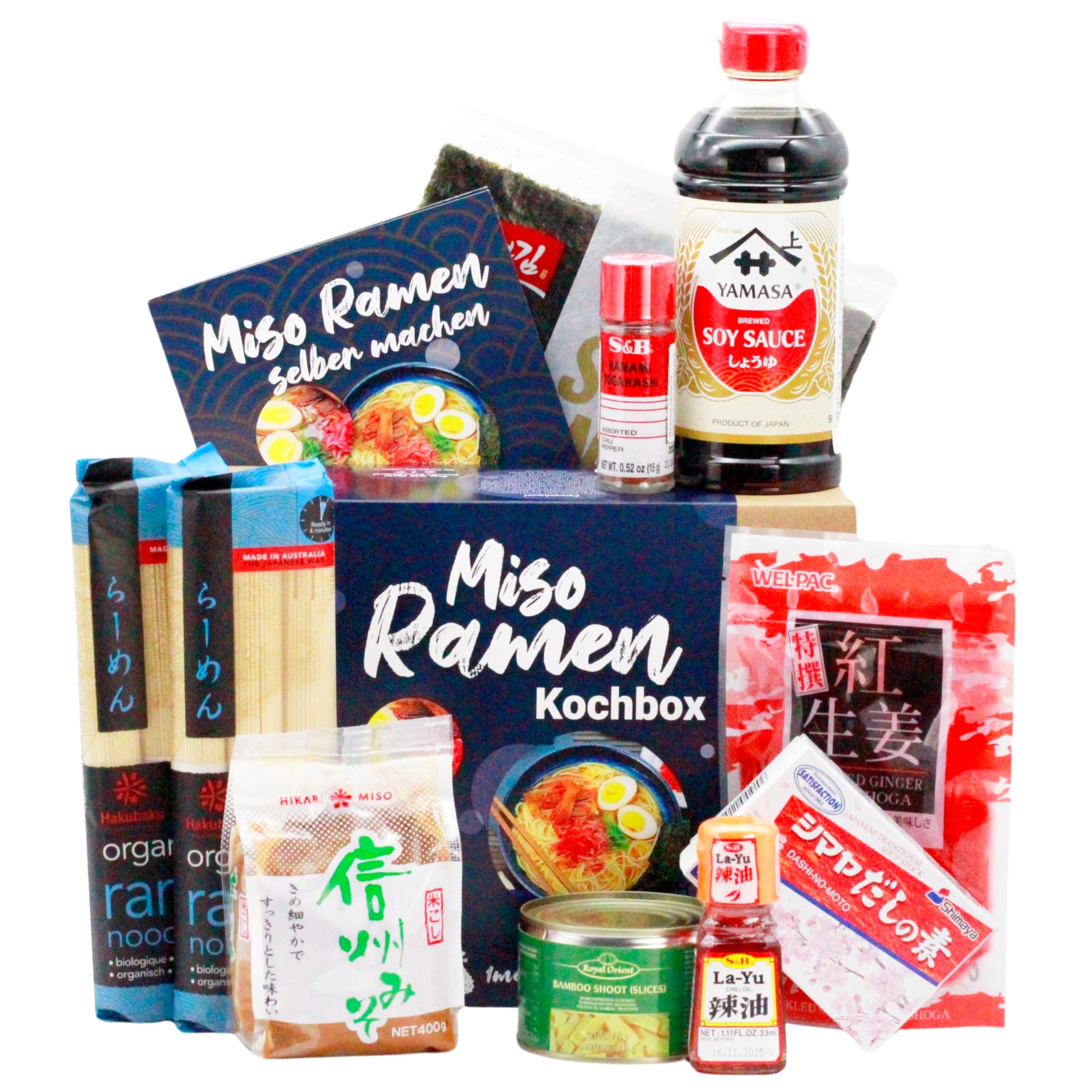 Miso Ramen Kochset für japanische Nudelsuppe 8 Portionen 9-teilige DIY Ramen Box
