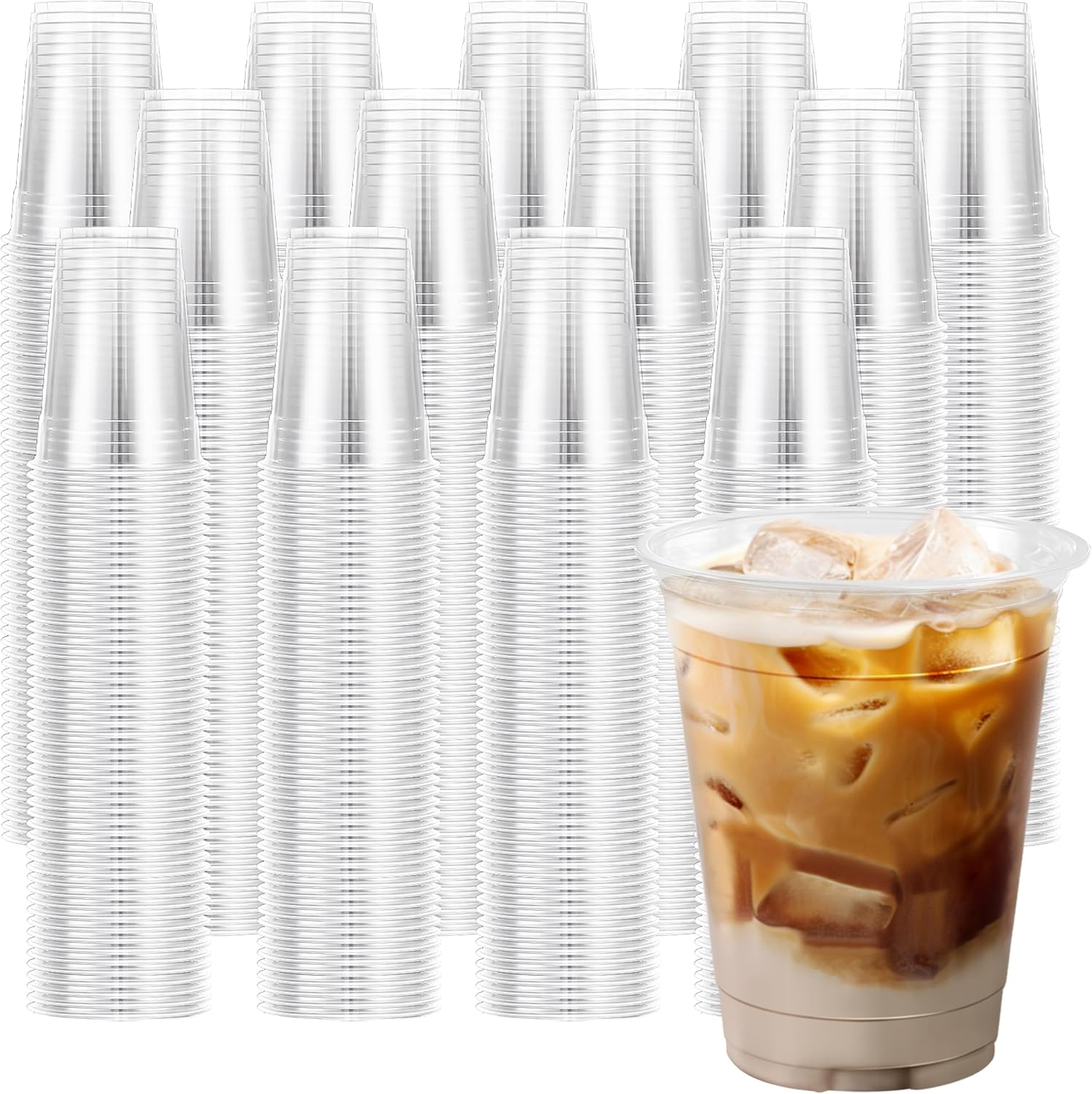 Lamosi 1000 Pack 12 oz Clear Plastic Cups, Disposable Cups Wine Cocktail Punch, Sturdy & Food Safe Plastic Cup for Party & Wedding