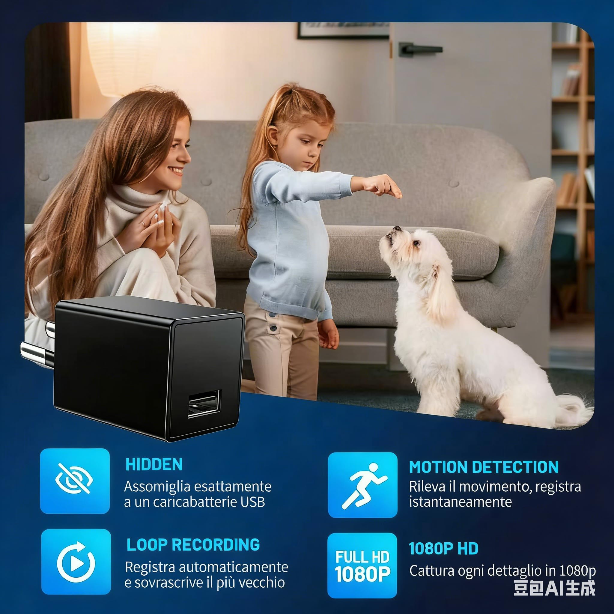 Mini Caméra Espion 1080P Cachée WiFi, Caméras Camouflées de Surveillance Intérieure pour Visualisation sur Mobile, Caméras Espion Invisibles avec Détection de Mouvement (Noir) (Black)