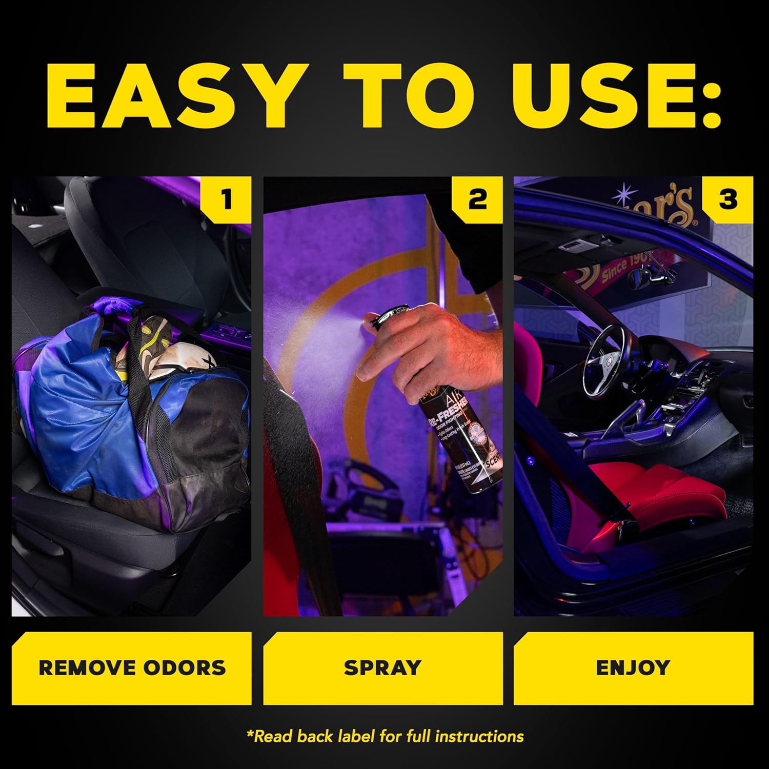 Meguiar's Air Re-Fresher Odor Fighting Spray - Black Chrome Scent - Convenient Car Air Freshener that Instantly Fights Odors and Leaves Behind a Long-Lasting, Refreshing Black Chrome Scent, 8 Oz Spray image 6 of 9 B0DLC791TQ