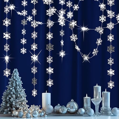 Cheerland Liquidación Winter Wonderland - Decoración de copos de nieve plateados, guirnalda de Navidad colgante para Onederland, Año Nuevo, oficina,