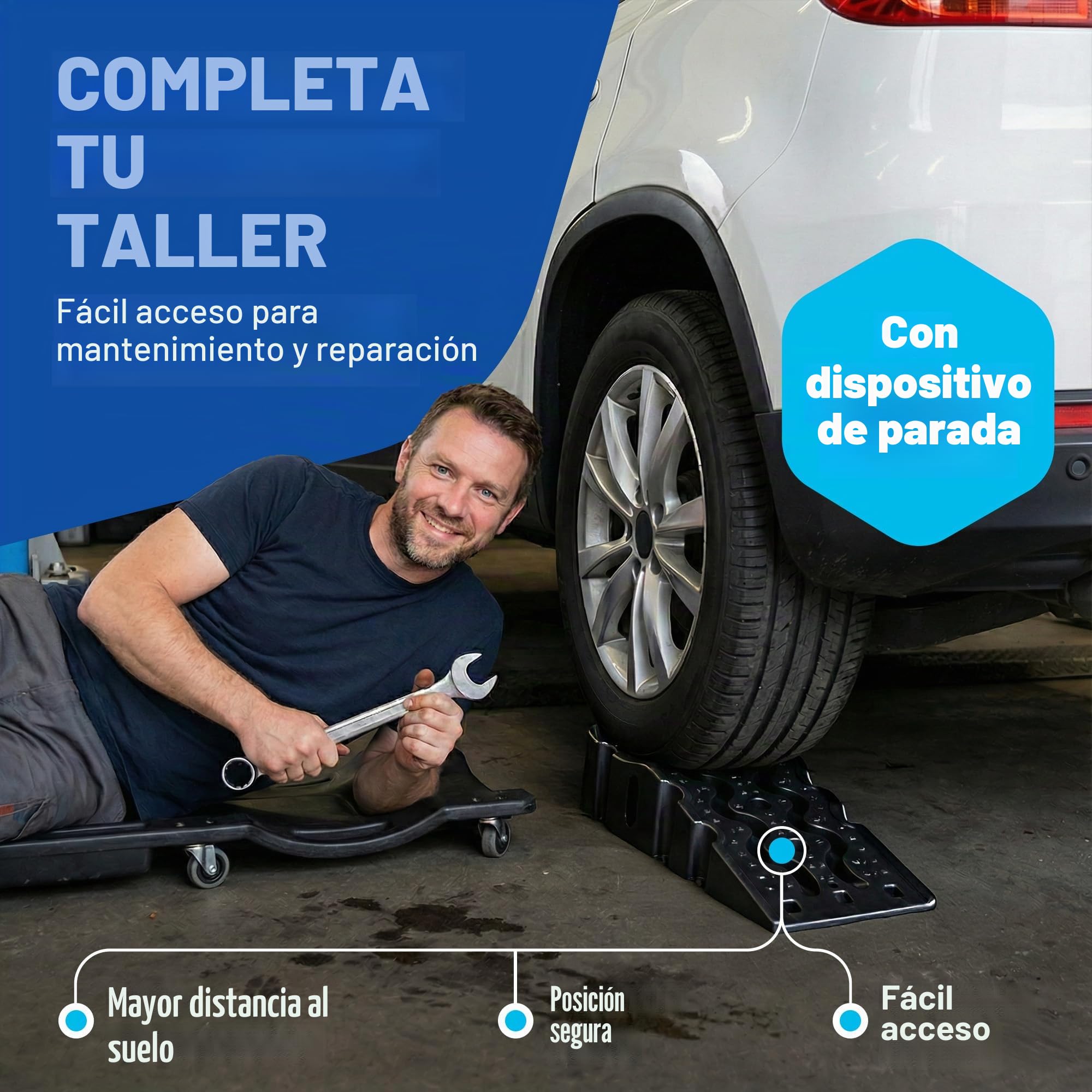 NTG Rampa de acceso para coches (juego de 2) hasta 3000 kg, cuñas de plástico antideslizantes + apilables, aptas para cualquier coche