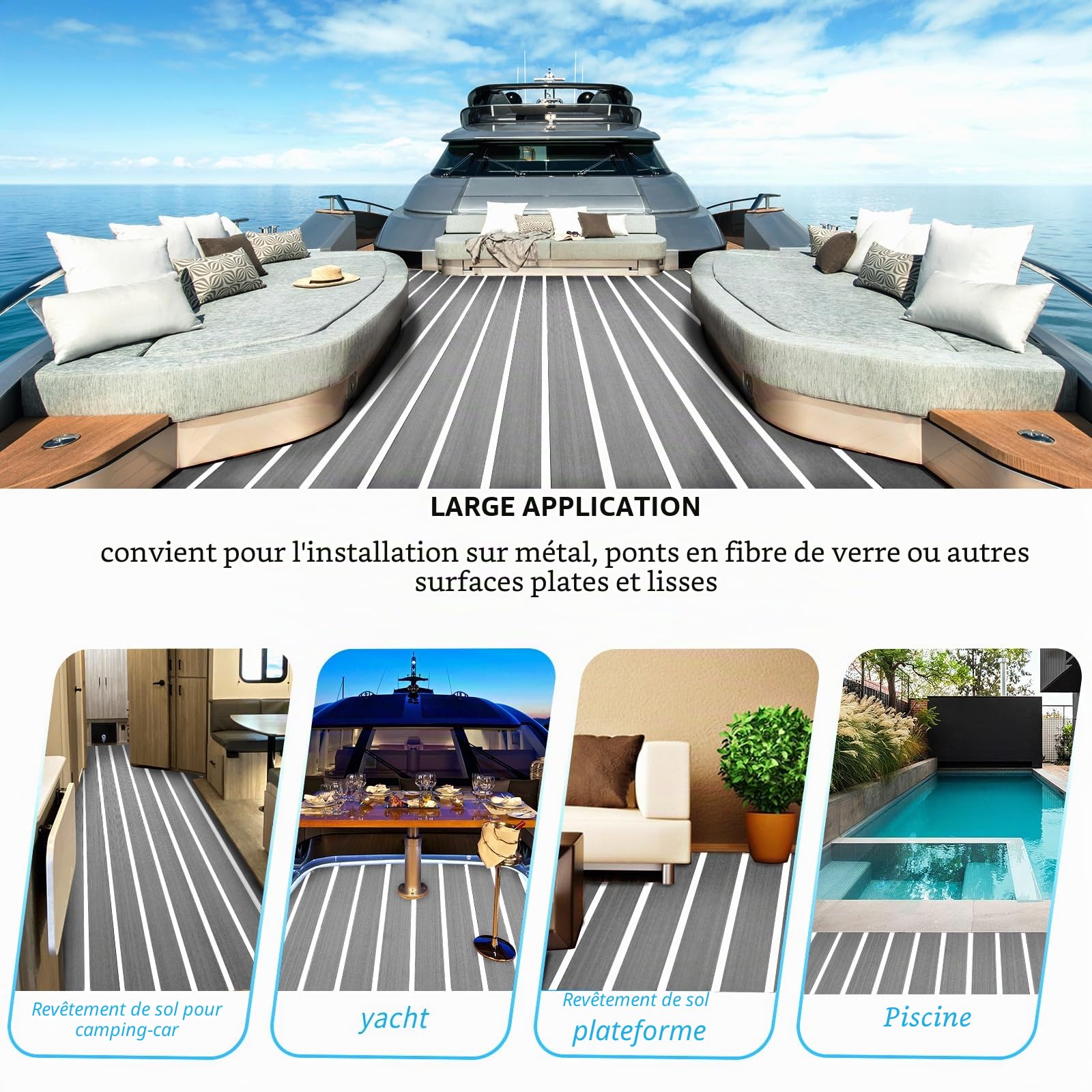 Tapis de sol en mousse EVA pour bateau (240 x 90 cm), en teck synthétique pour bateau